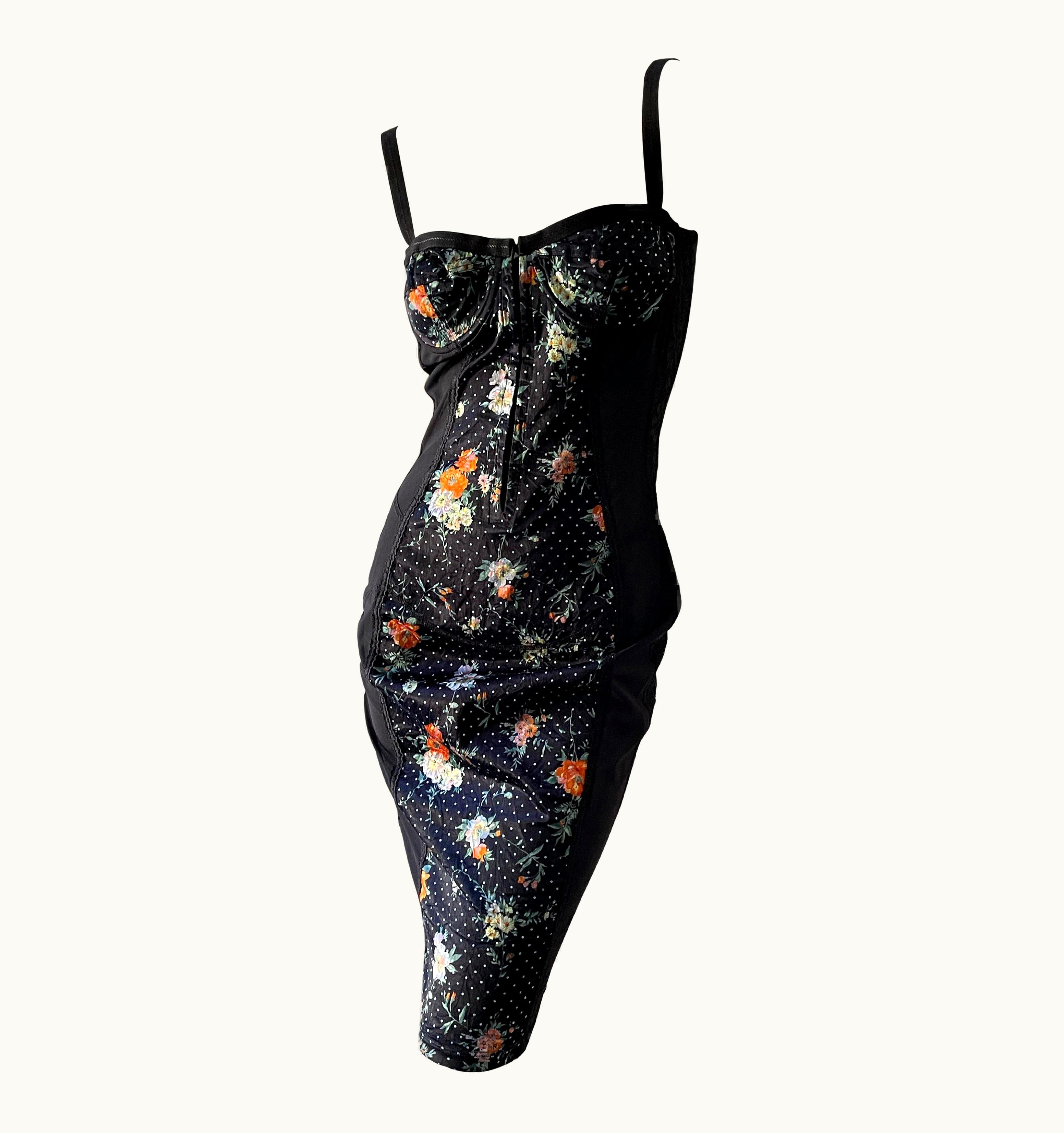 Dolce & Gabbana D&G Dolce & Gabbana Floral Print Corset Cocktail Dress