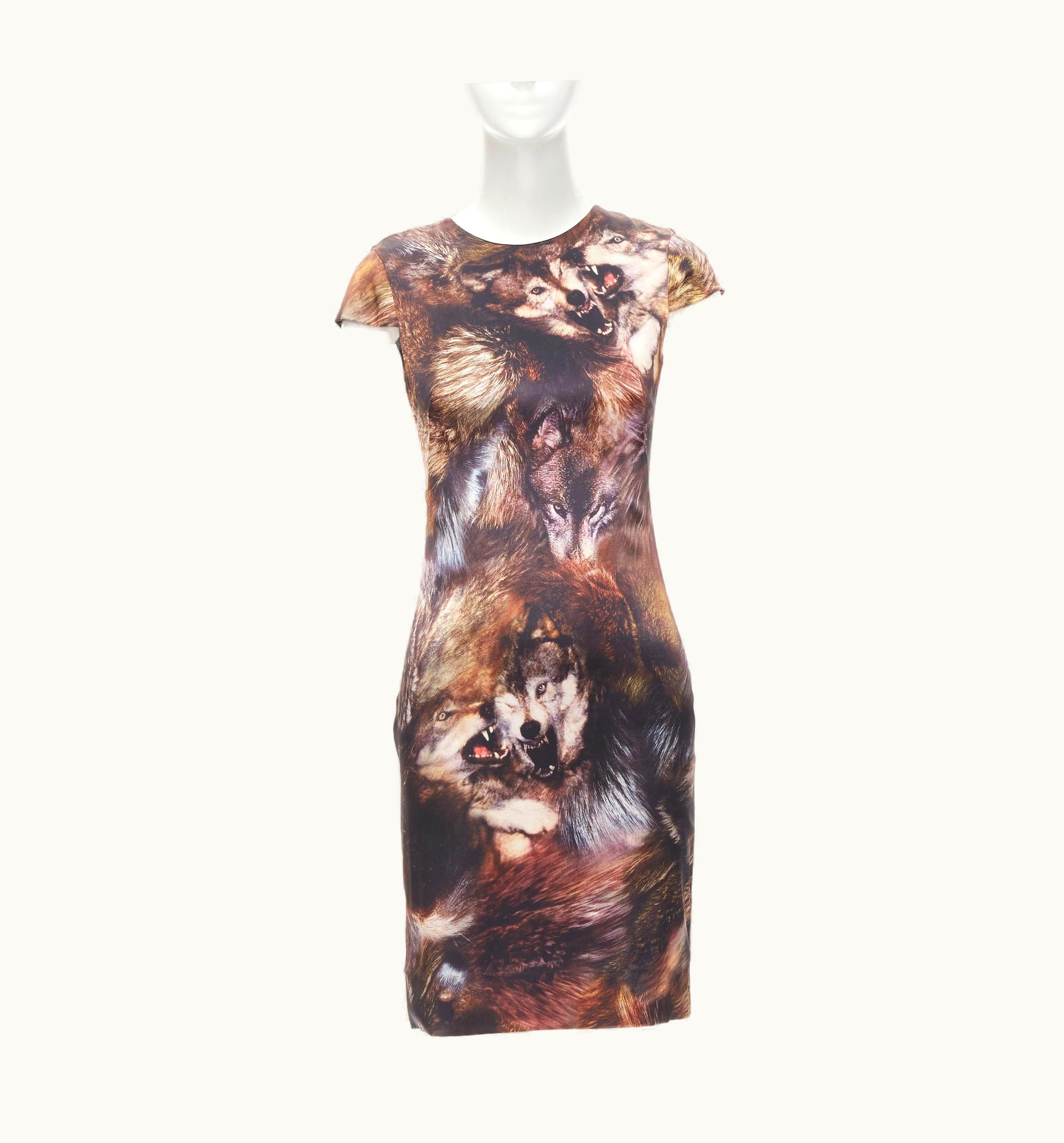 Alexander McQueen Mcq Alexander Mcqueen Wolf Photographic Print Silk Dress