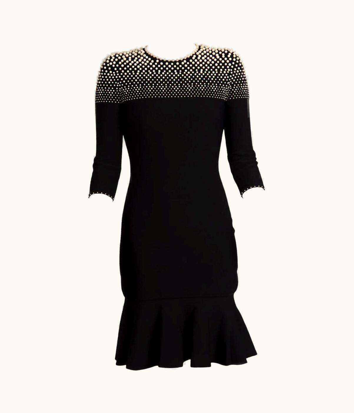 Alexander McQueen Alexander McQueen Women' Knit Dress With Pearl Neckline Black Viscose
