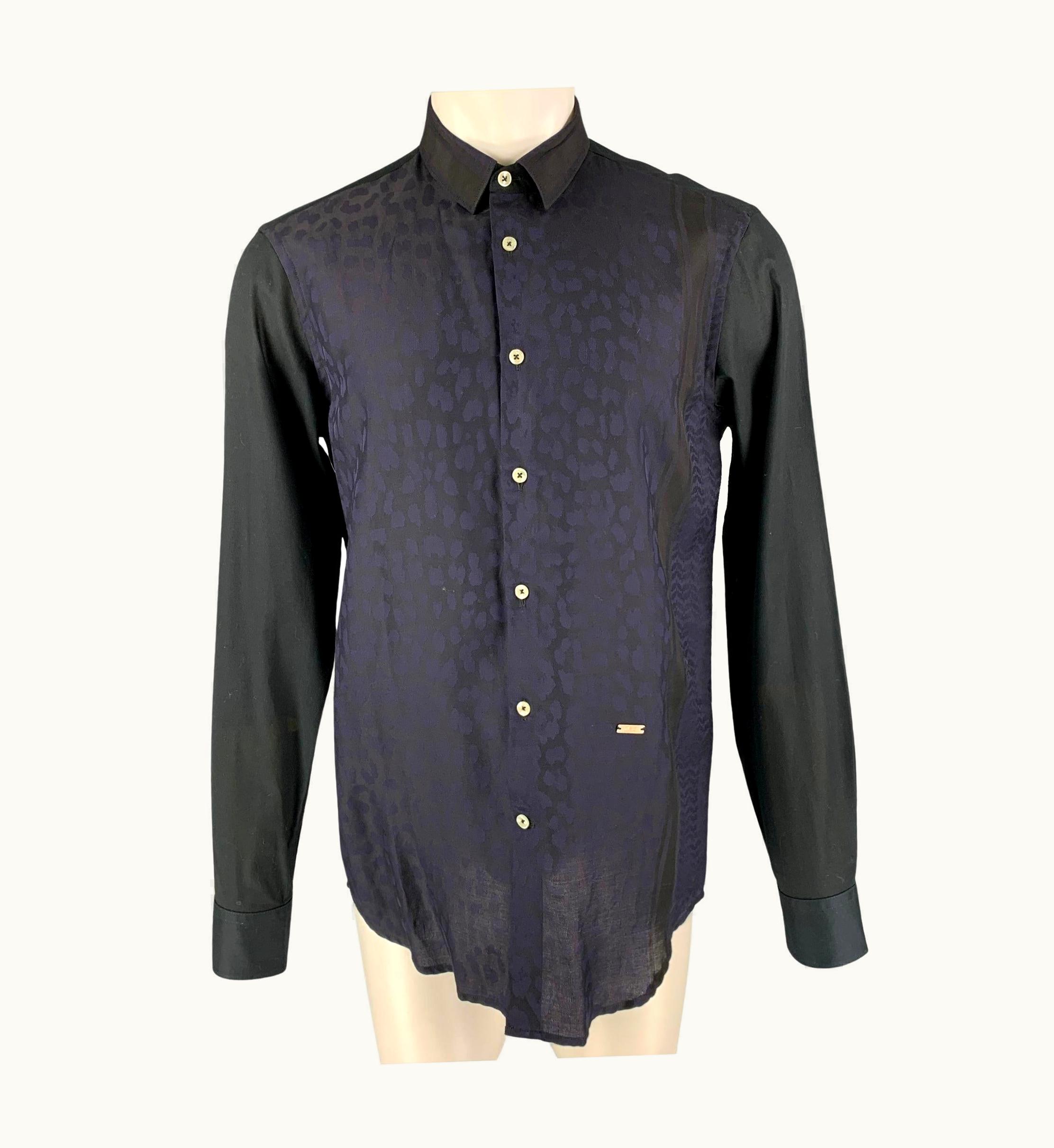 Just Cavalli Just Cavalli Black Purple Animal Print Button Up Long Sleeve Shirt