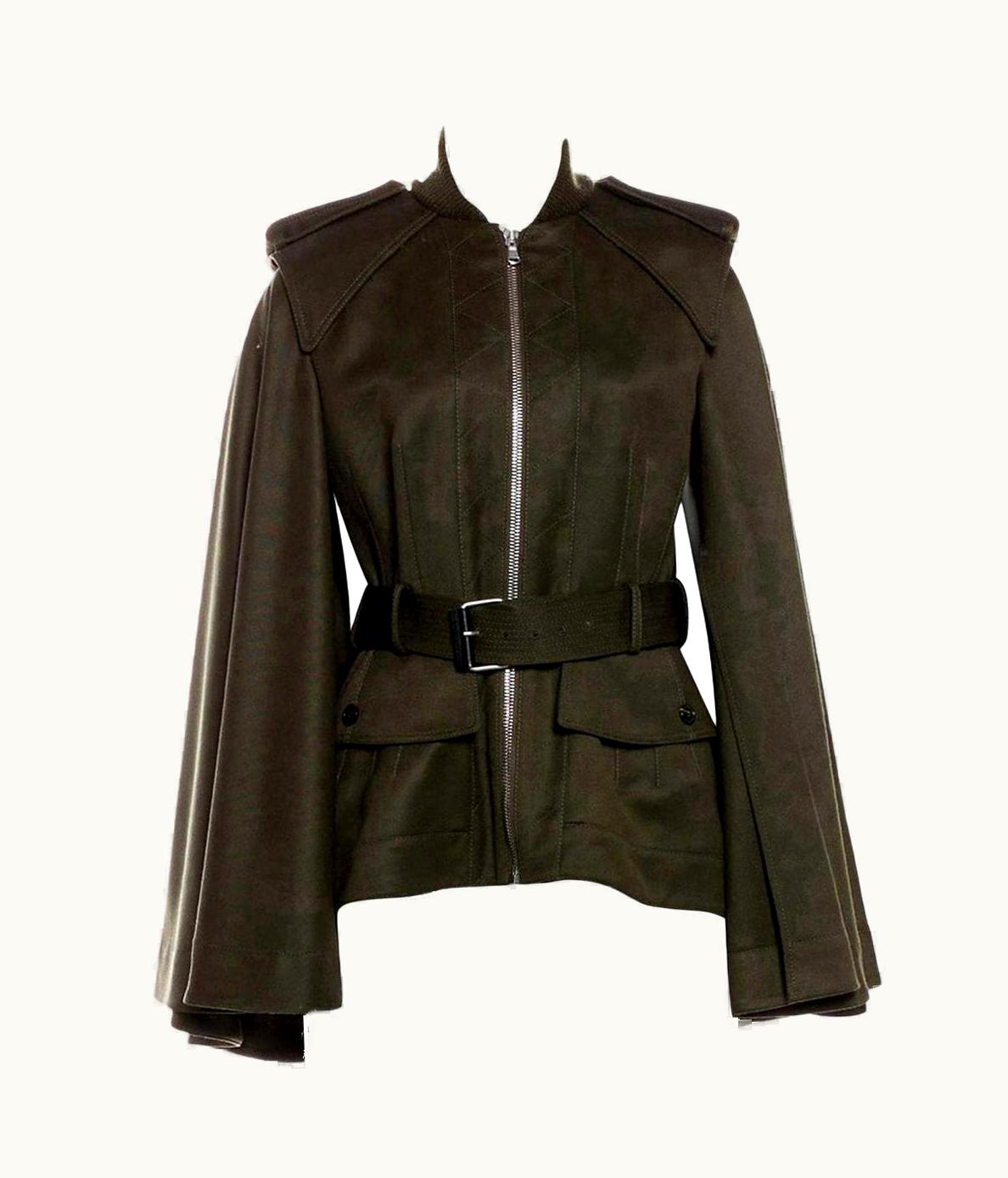 Alexander McQueen Alexander McQueen Olive Green Wool Cape Jacket Coat S/S6