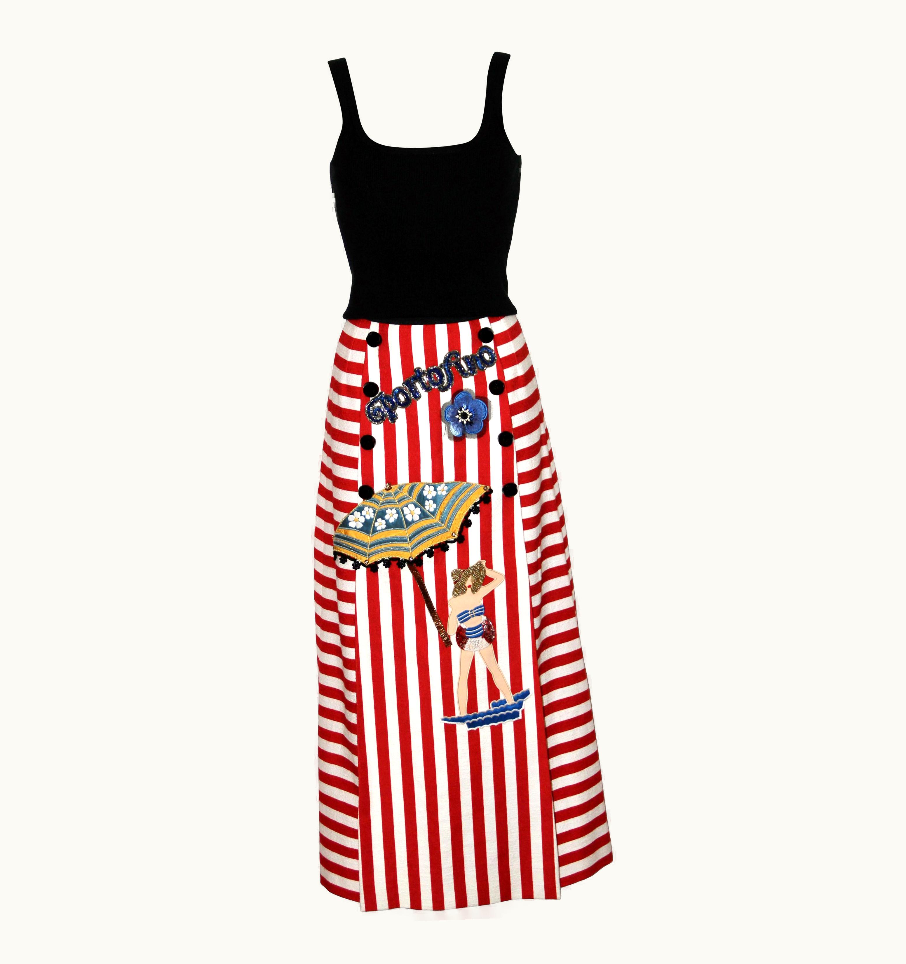 Dolce & Gabbana Dolce & Gabbana Striped Stretch Cotton Portofino Skirt