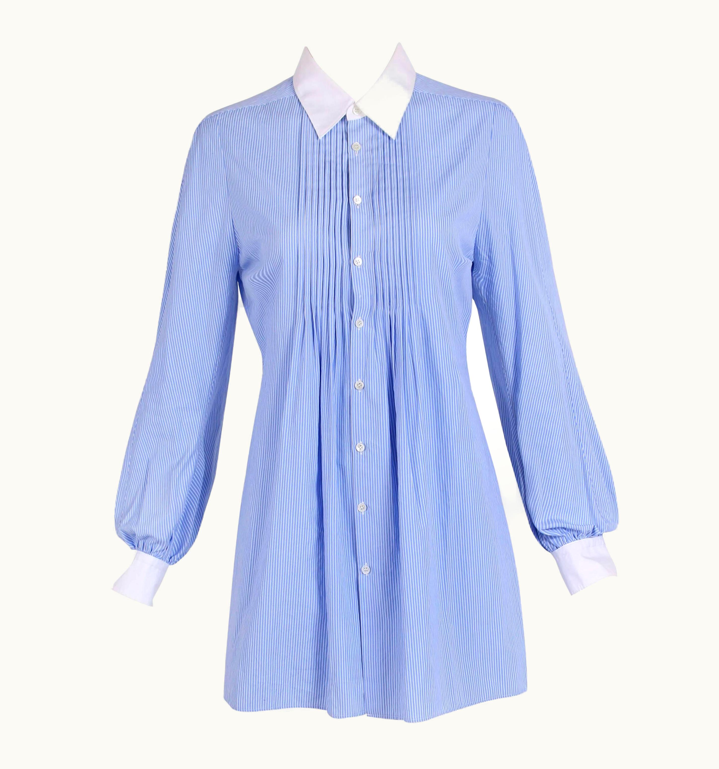 Junya Watanabe Junya Watanabe Blue And White Men' Style Pin Striped Open Back Shirt, C2016 2016