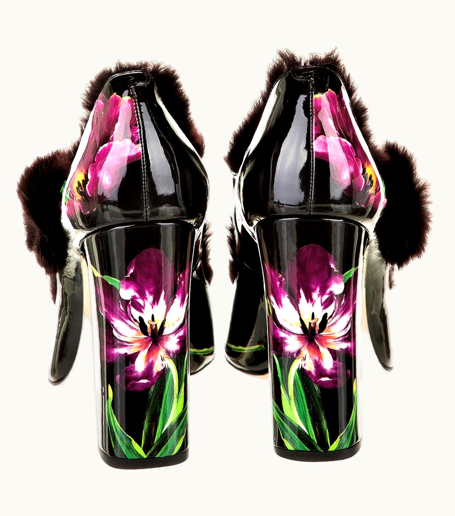 Dolce & Gabbana Dolce & Gabbana Patent Leather Mink Pumps Heels Fall