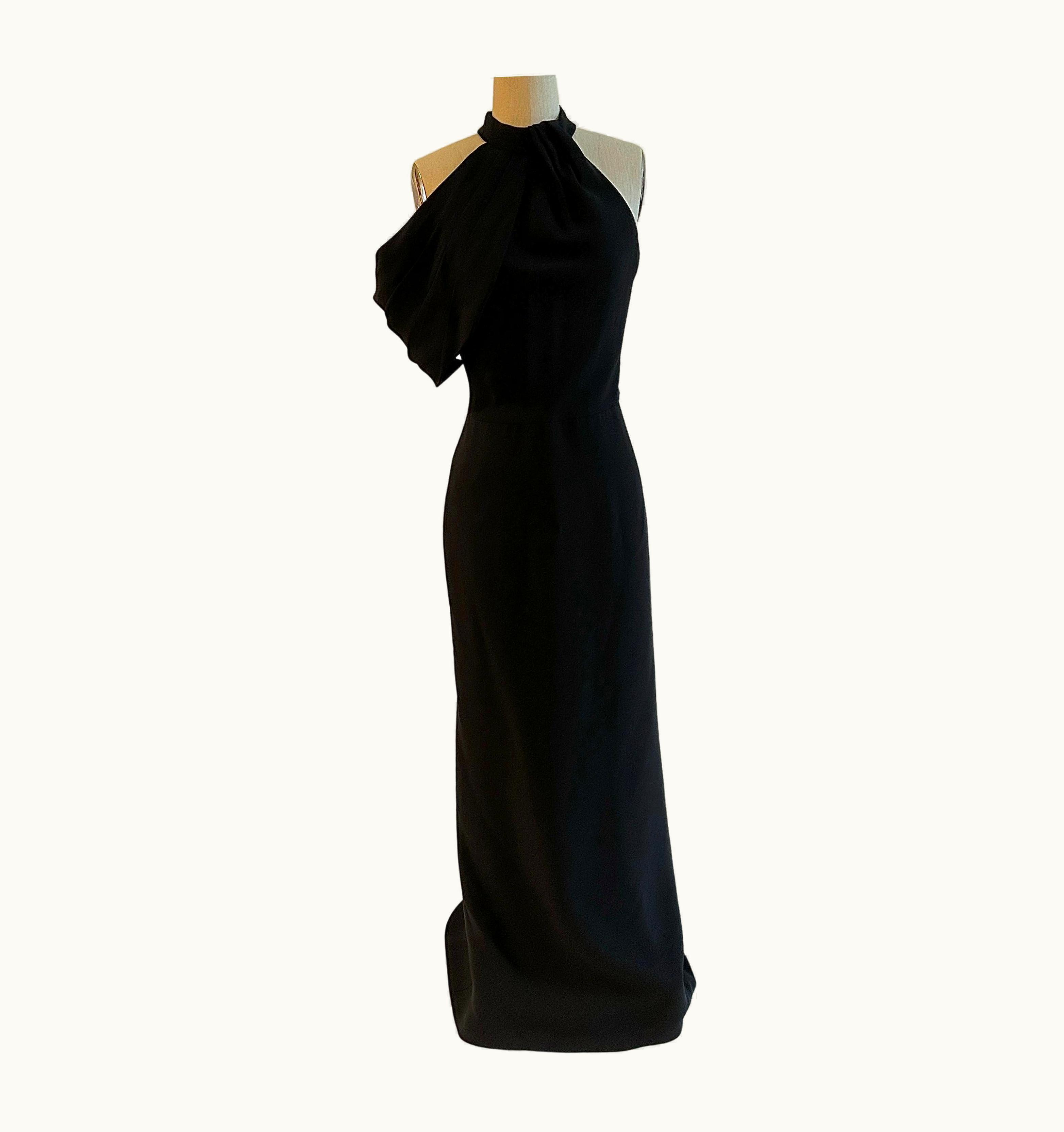 Alexander McQueen Alexander McQueen Black Silk Gown With Draped Arm Detail