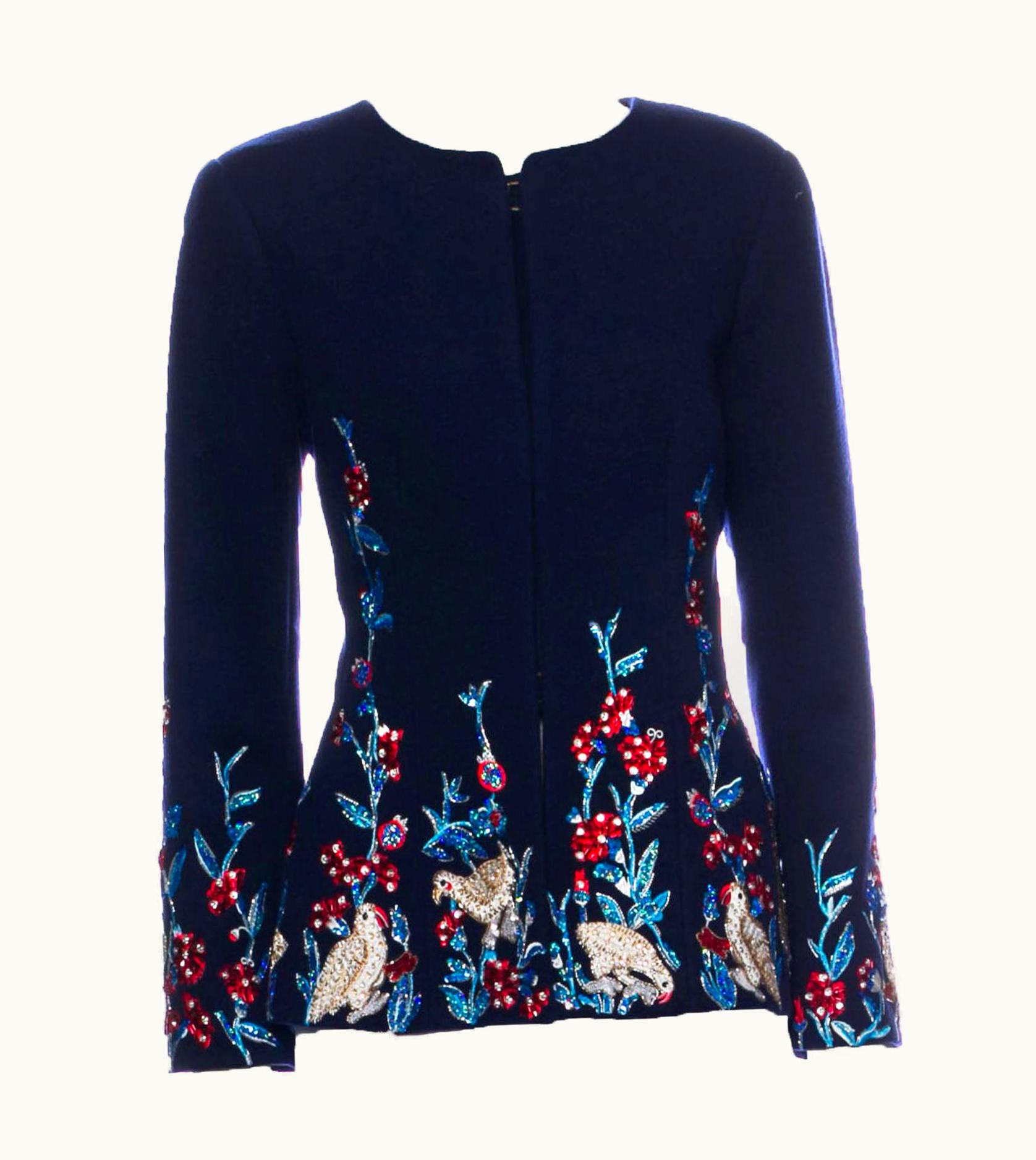 Oscar De La Renta Oscar De La Renta AW 2018 Runway Wool Cashmere Hand Embellished Jacket Us