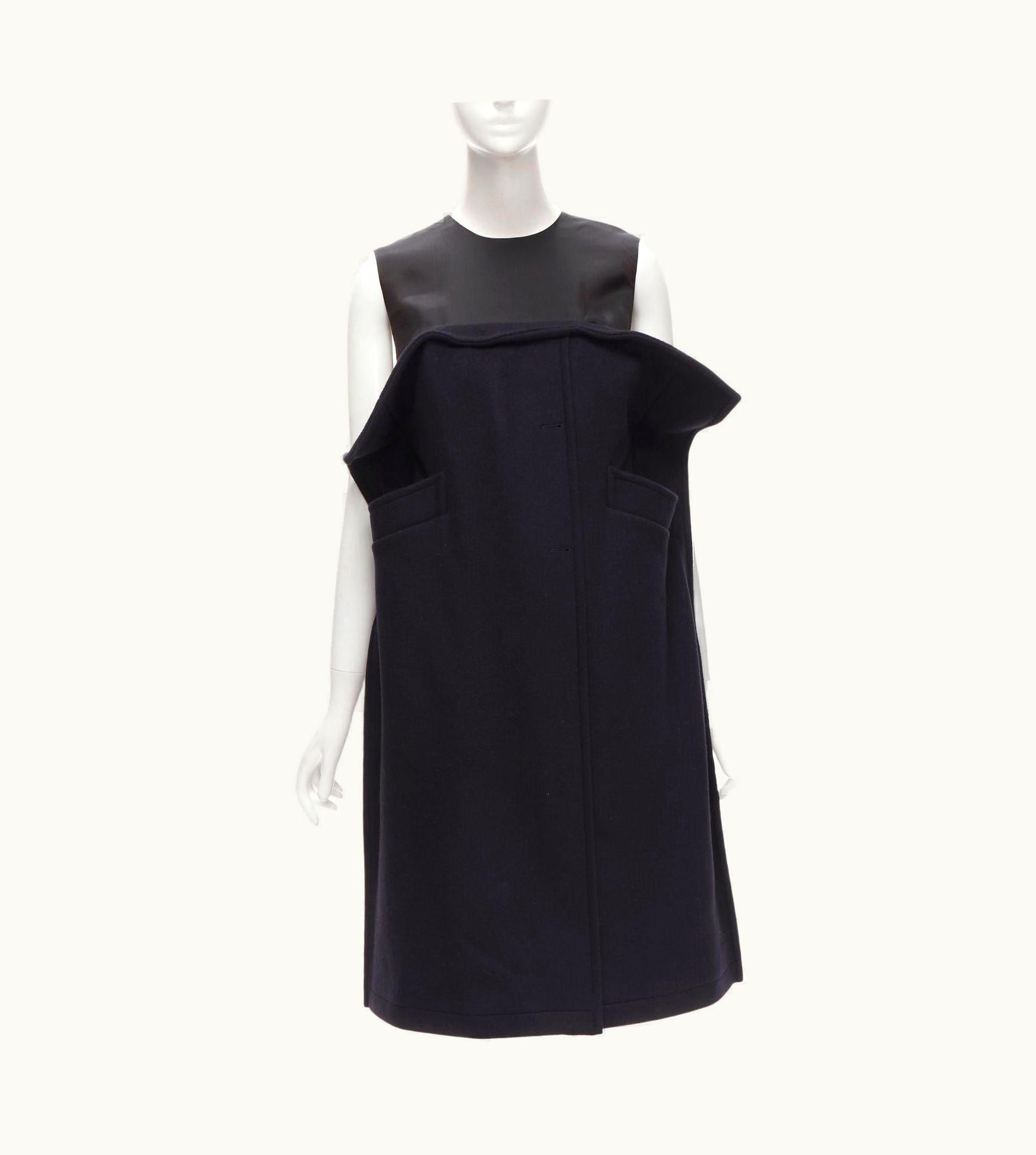 John Galliano Maison Margiela John Galliano 2019 Deconstructed Navy Wool 2d Dress