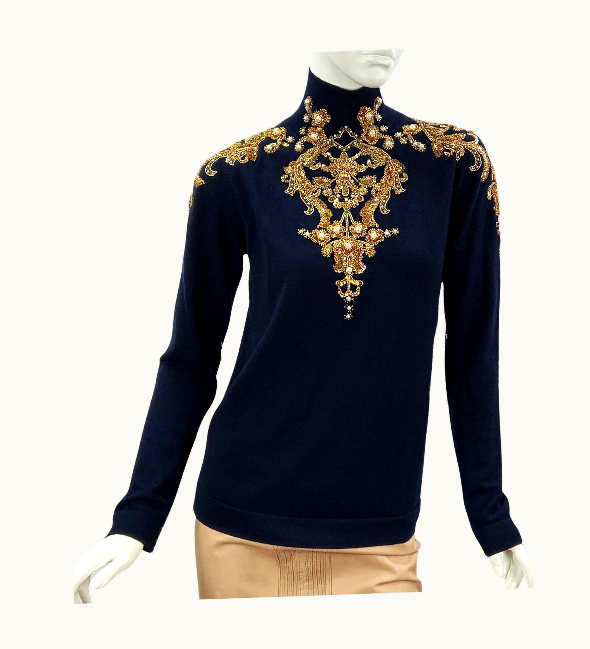 Oscar De La Renta Oscar De La Renta Wool Embellished Sweater As Seen On *Filthy Rich*