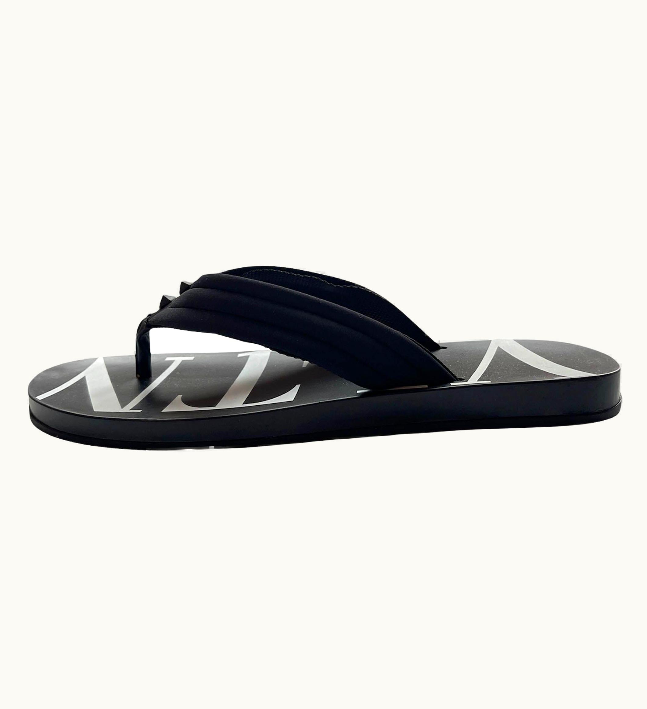 Valentino Valentino Men' Black/White Vltn Flip Flop Sandals