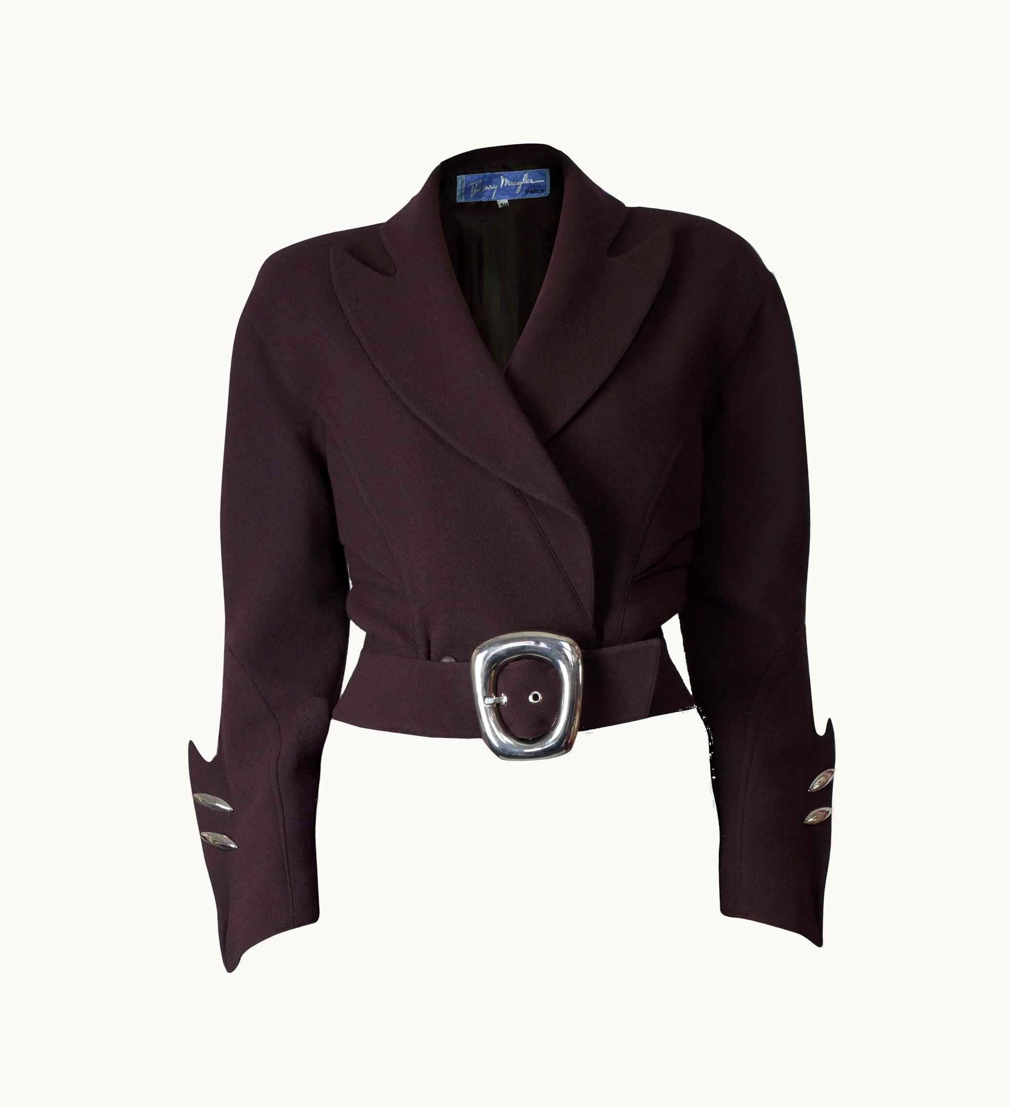 Mugler Thierry Mugler "Angel" Sculptural Chocolate Wool Jacket, Circa 1979