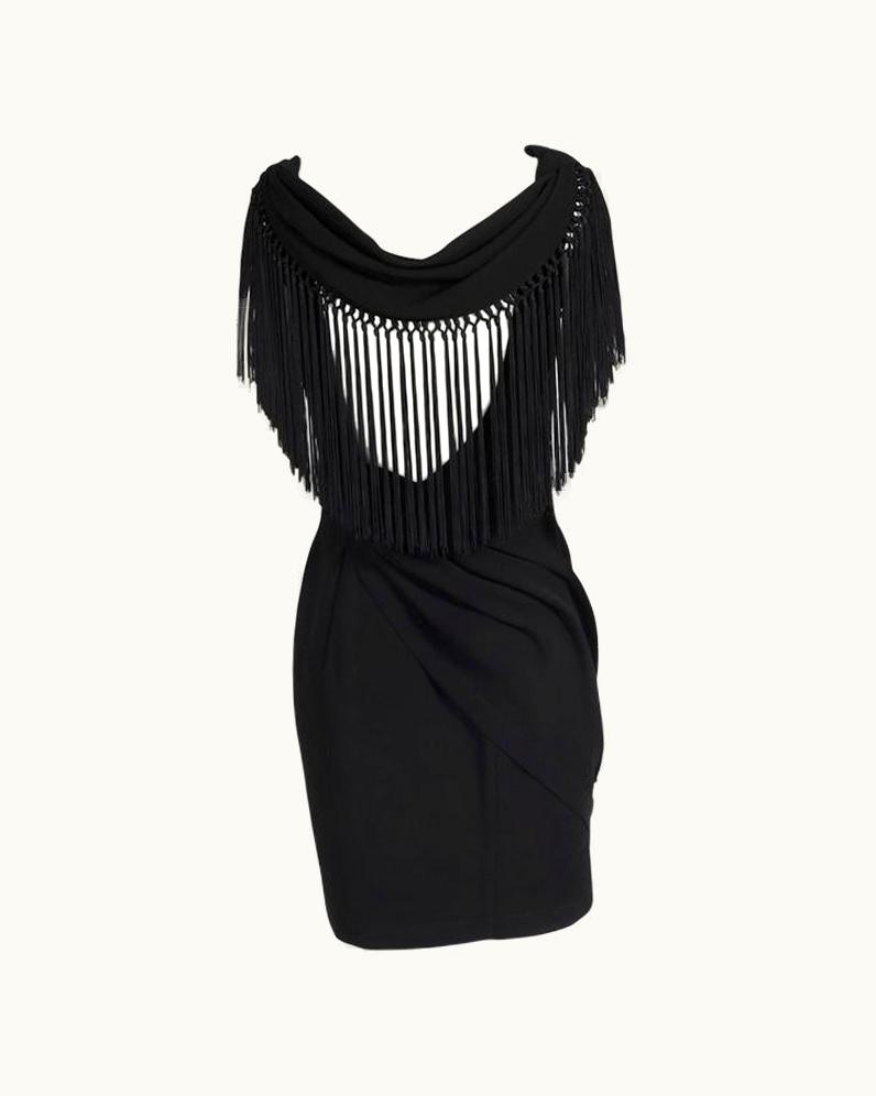 Mugler Thierry Mugler Draped & Fringed Cocktail Dress