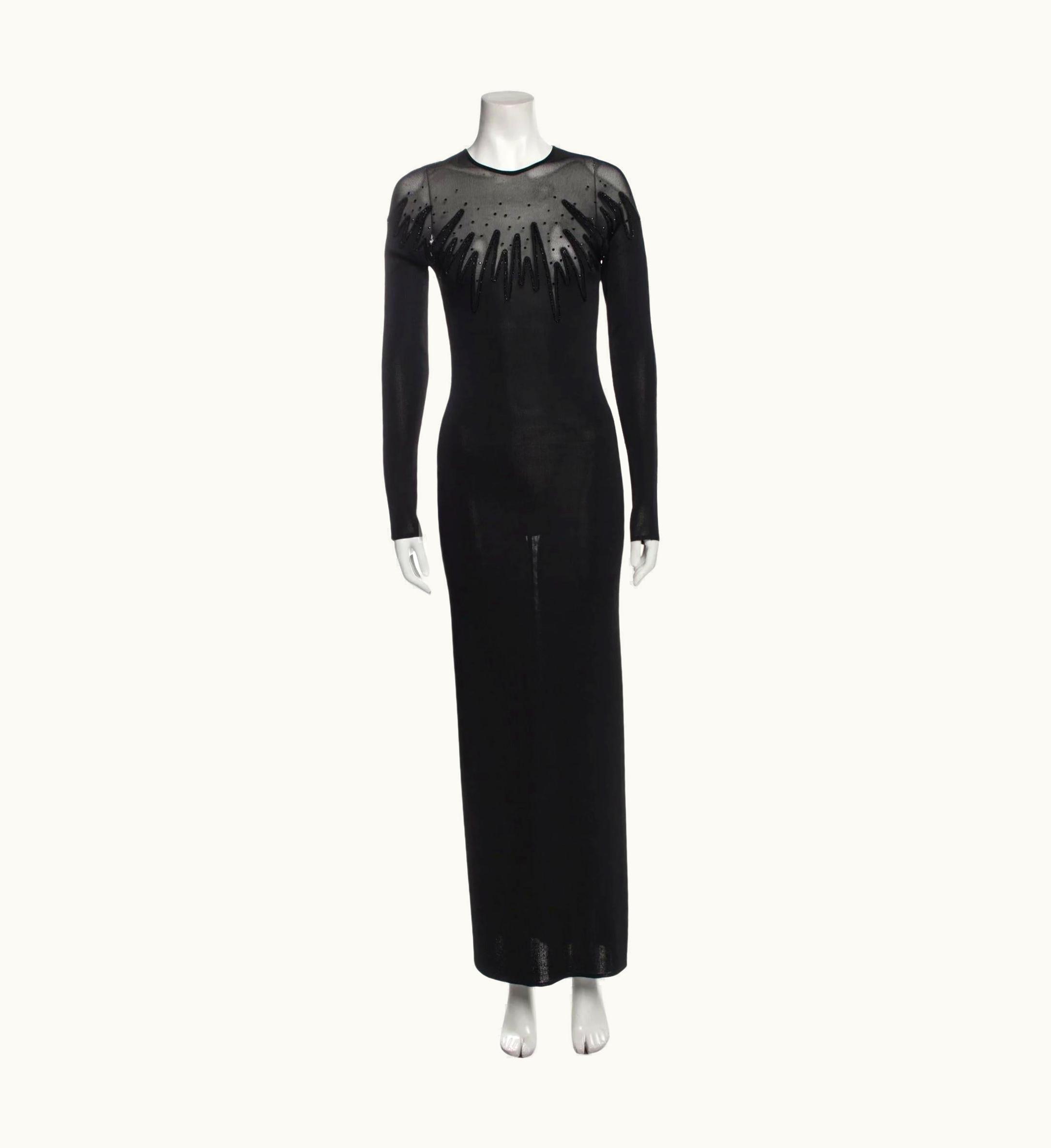 Mugler Thierry Mugler Vintage Embellished Black Long Dress ()