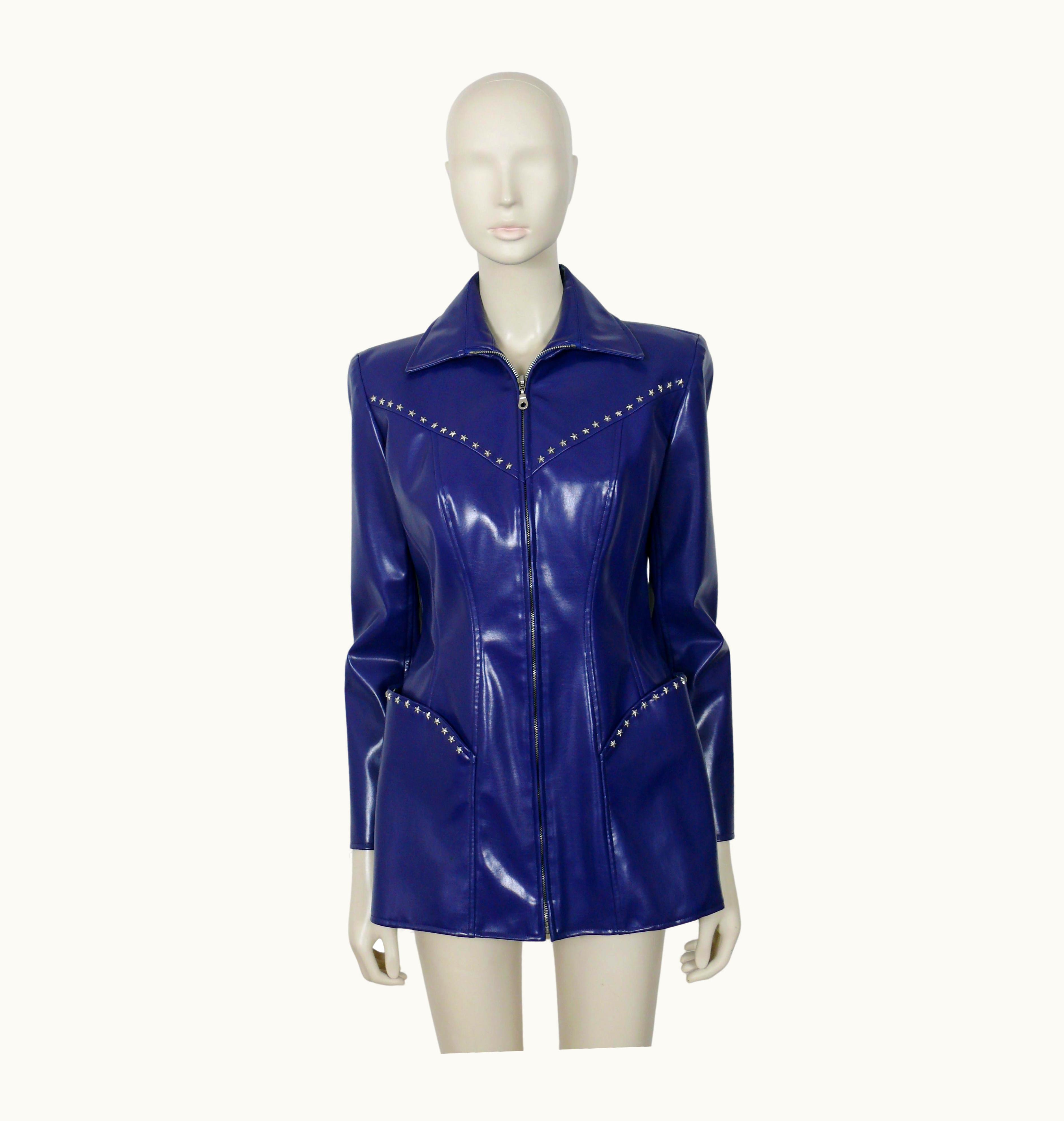 Mugler Thierry Mugler Vintage Blue Rubber Like Stars Jacket