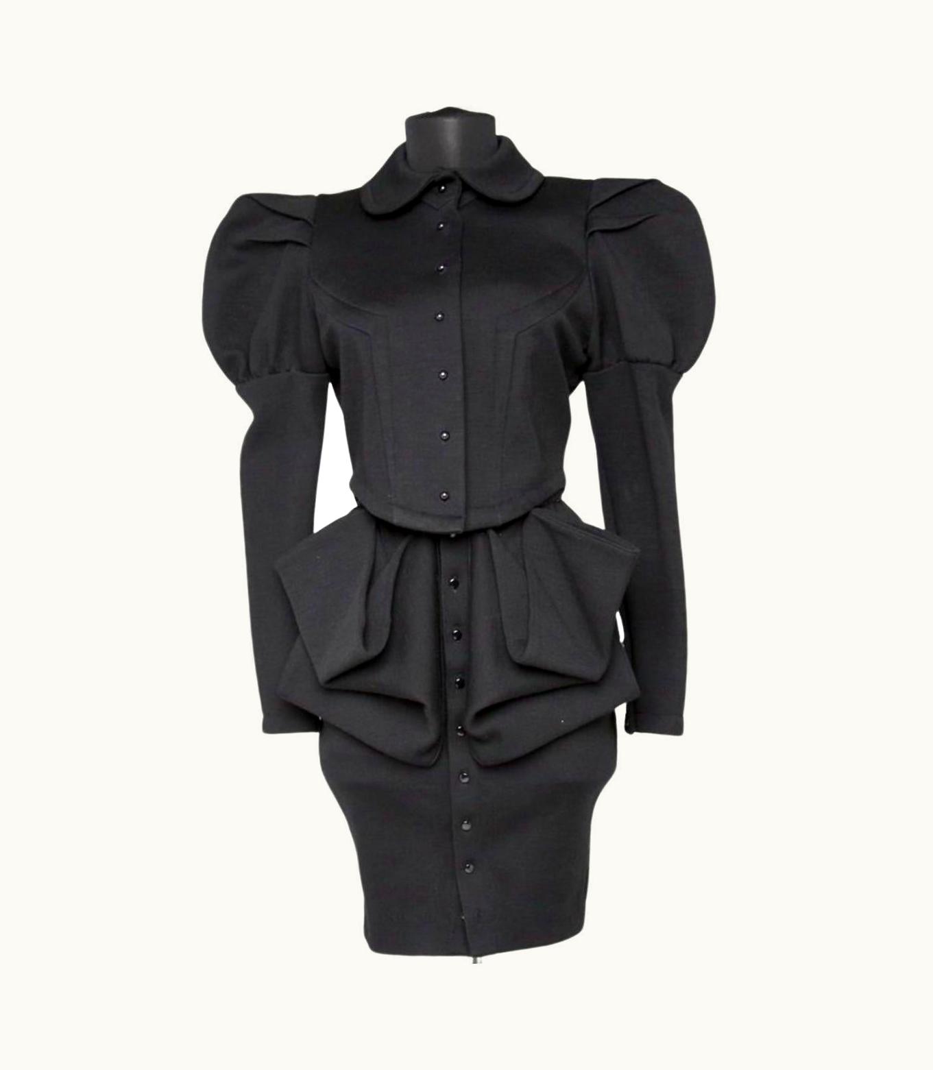 Mugler Thierry Mugler Rare Vintage Skirt Suit In Black
