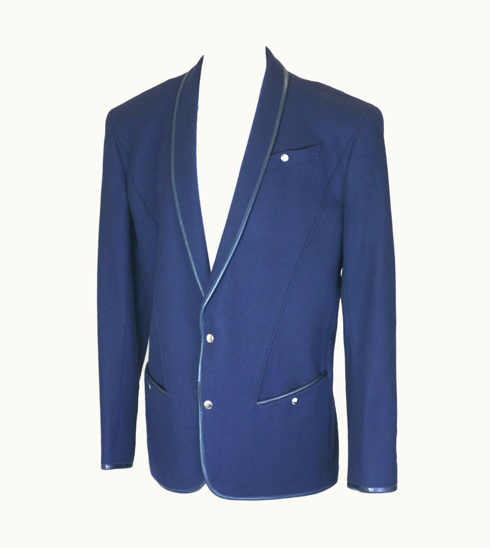 Mugler Thierry Mugler Iconic Mens Wool And Leather Jacket