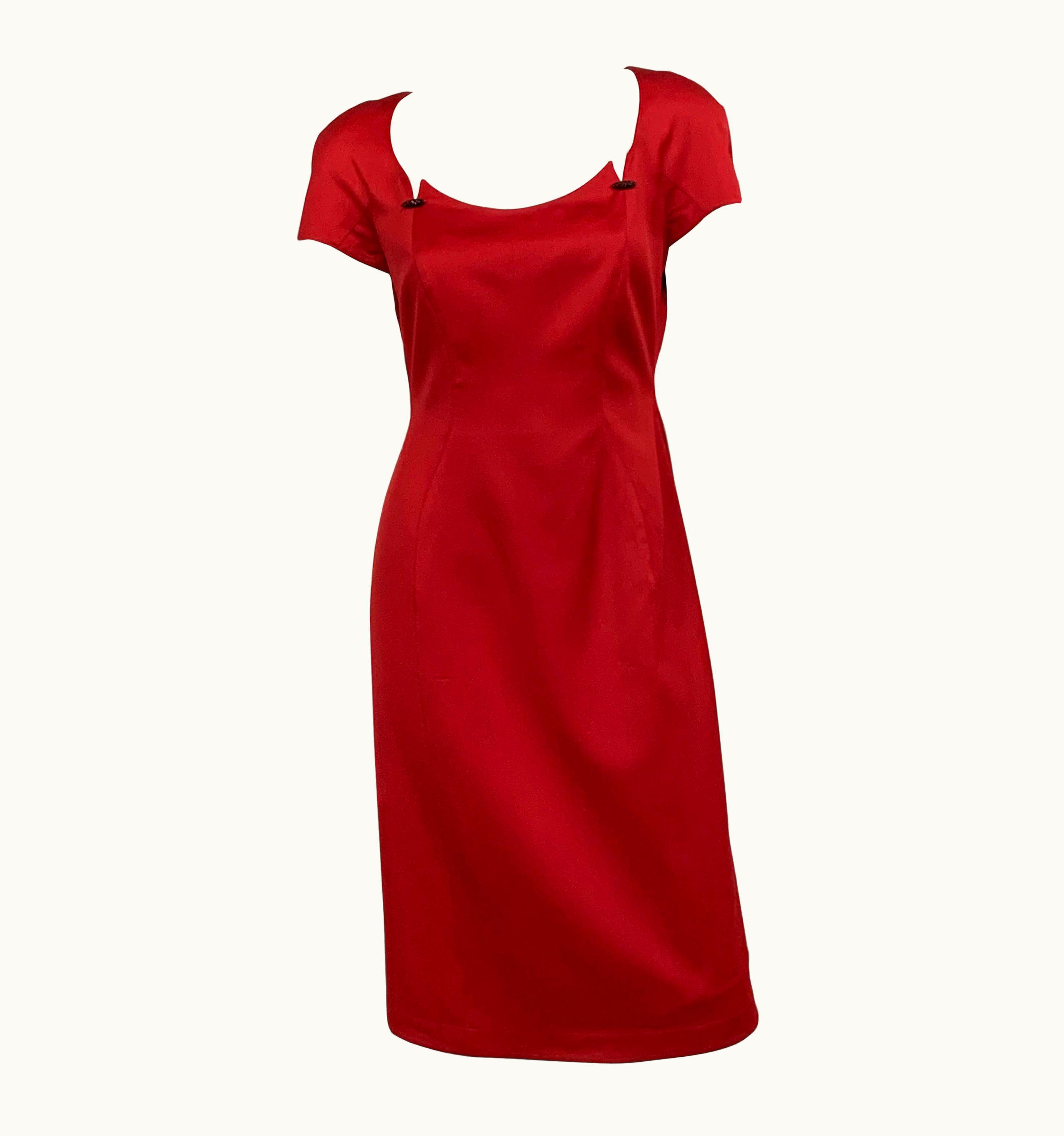 Mugler Thierry Mugler Wine Red Dress With Black Diamante Accents