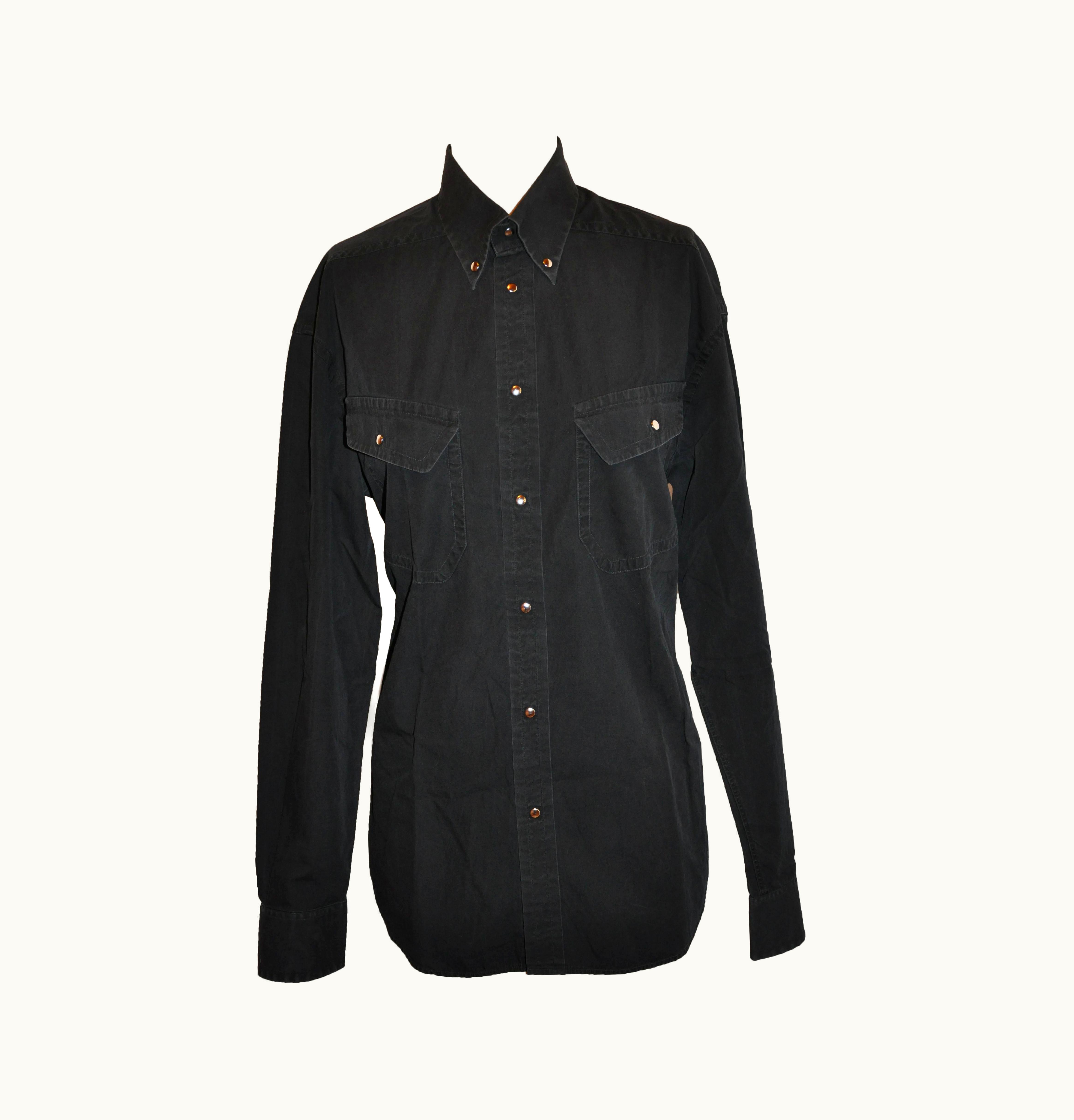 Mugler Thierry Mugler Men' Black Cotton Snap Accent Shirt