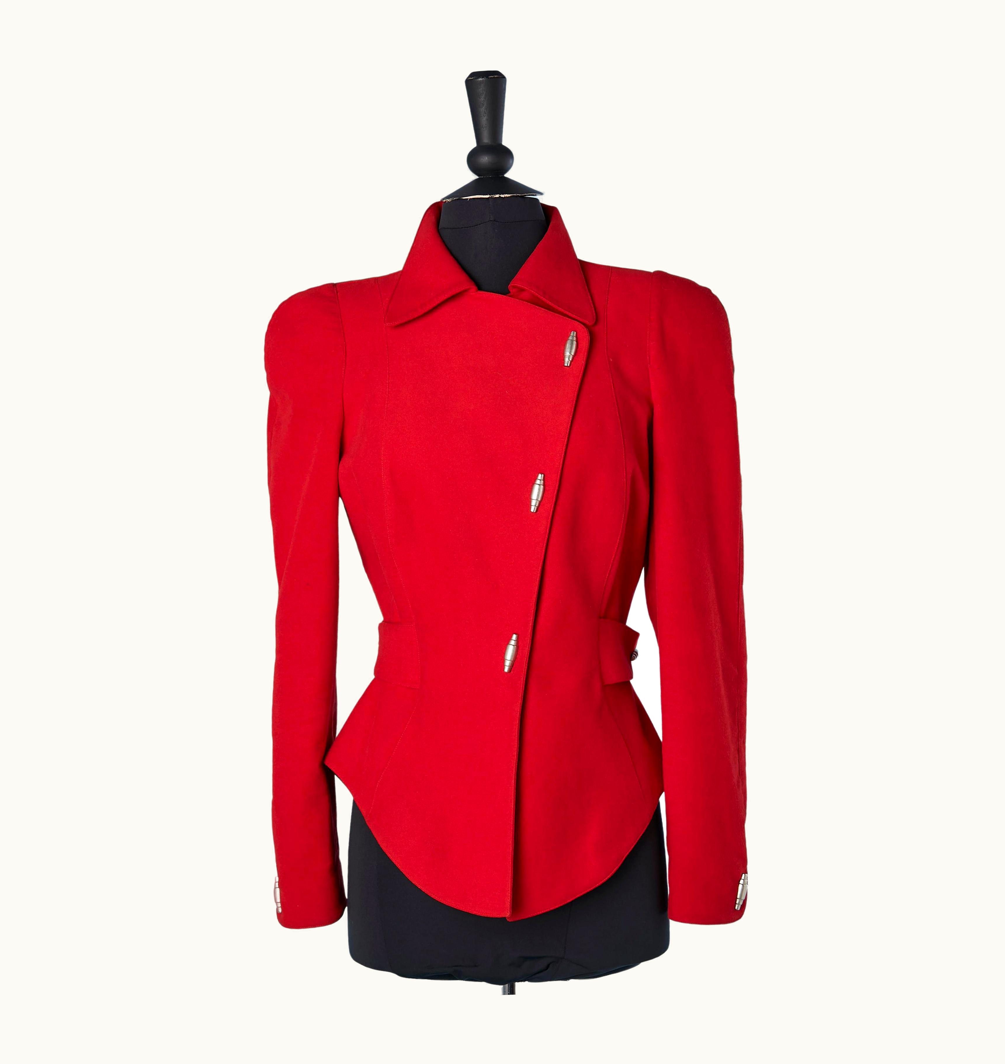 Mugler Red Jacket With Metallic Snaps Thierry Mugler Activ