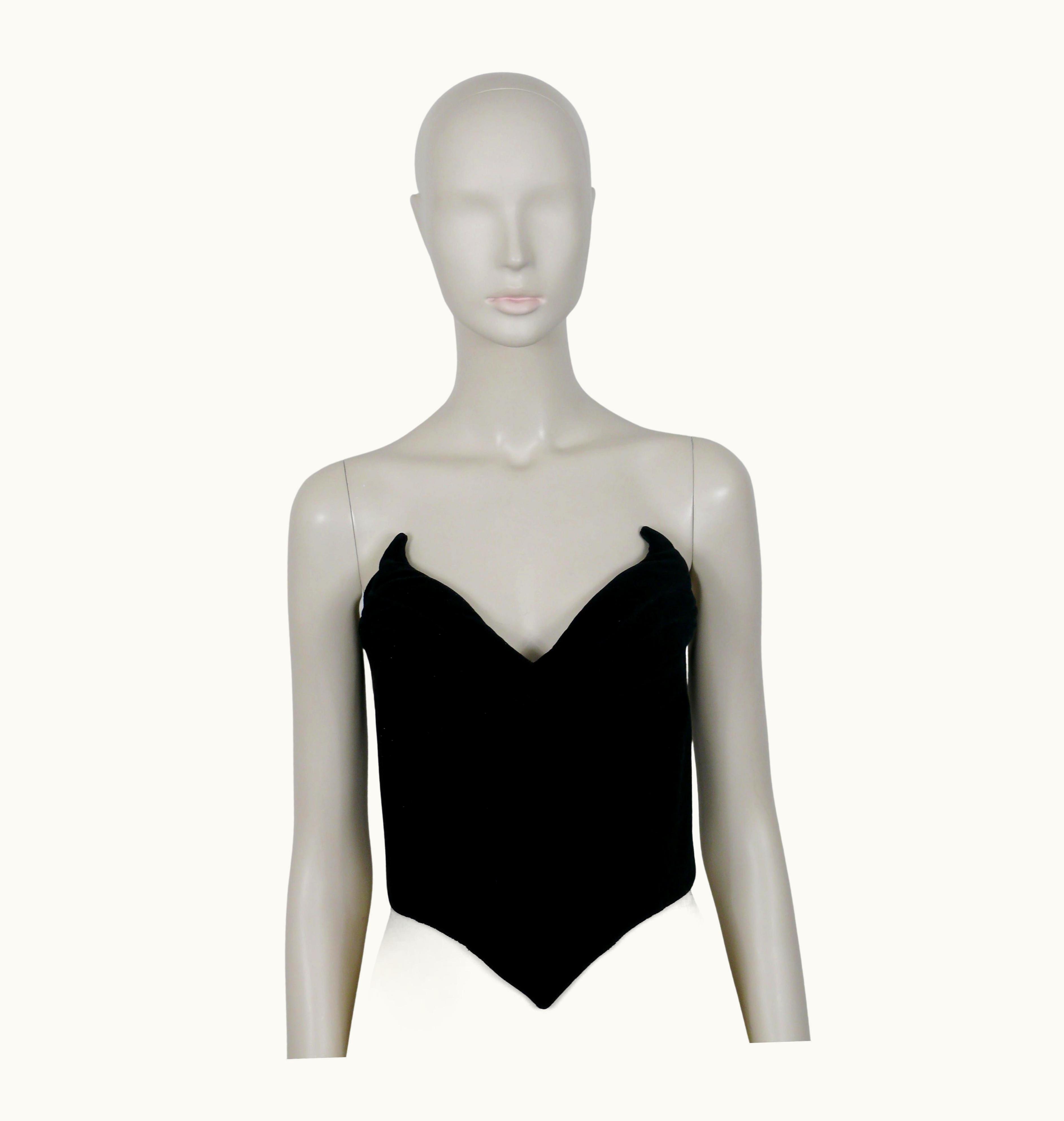 Mugler Thierry Mugler Vintage Iconic Black Velvet Padded Bustier Corset