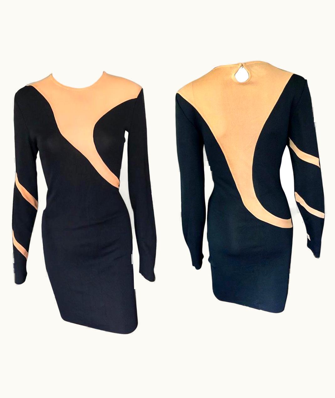 Mugler Thierry Mugler Vintage Semi-Sheer Panels Bodycon Black Dress