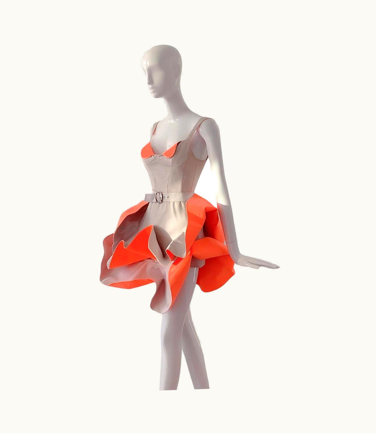 Mugler Thierry Mugler Flower Petal Dress Rare Sculptural Camp Drama