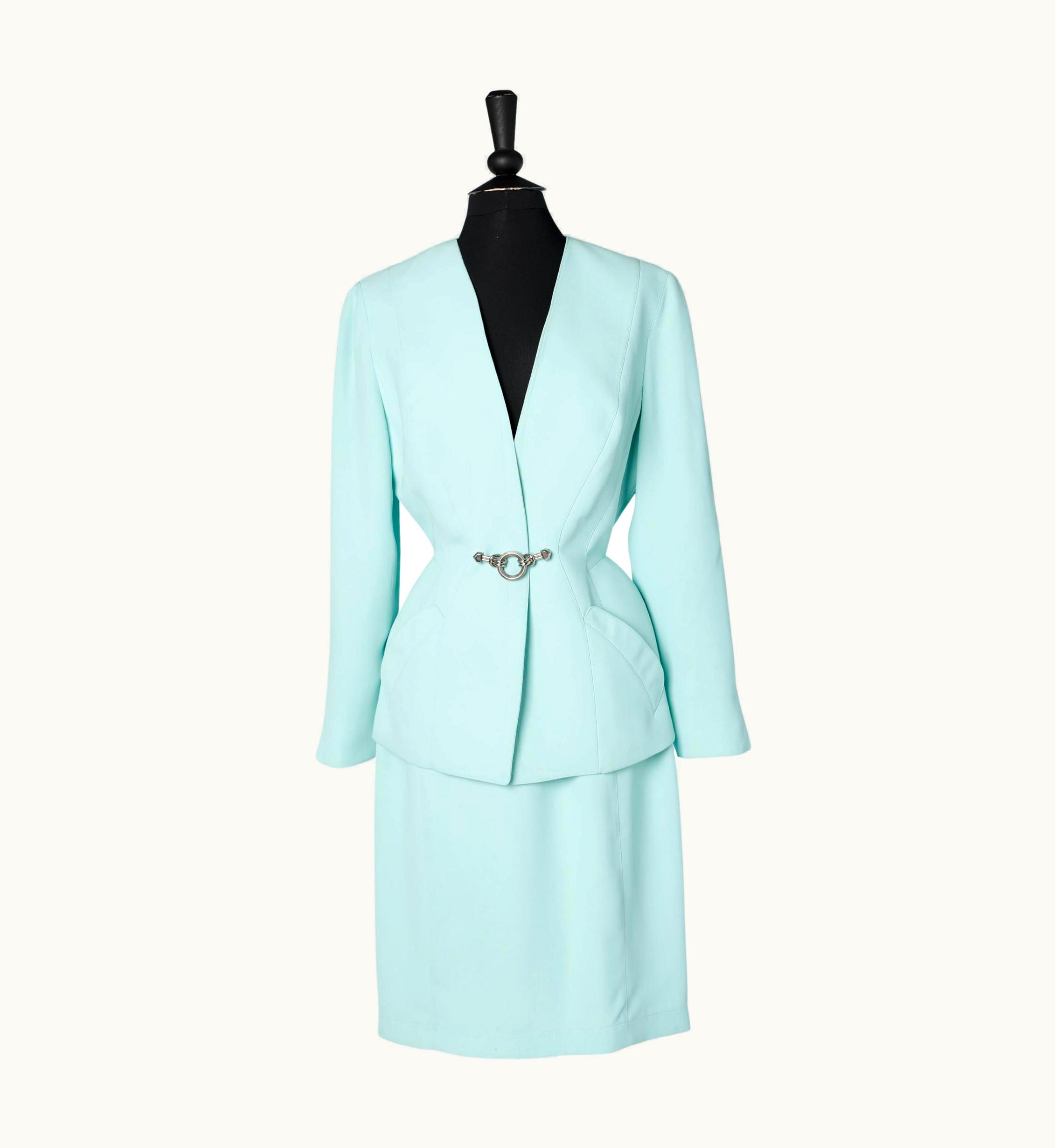 Mugler Mint Skirt- Suit With Metal Embellishment Thierry Mugler