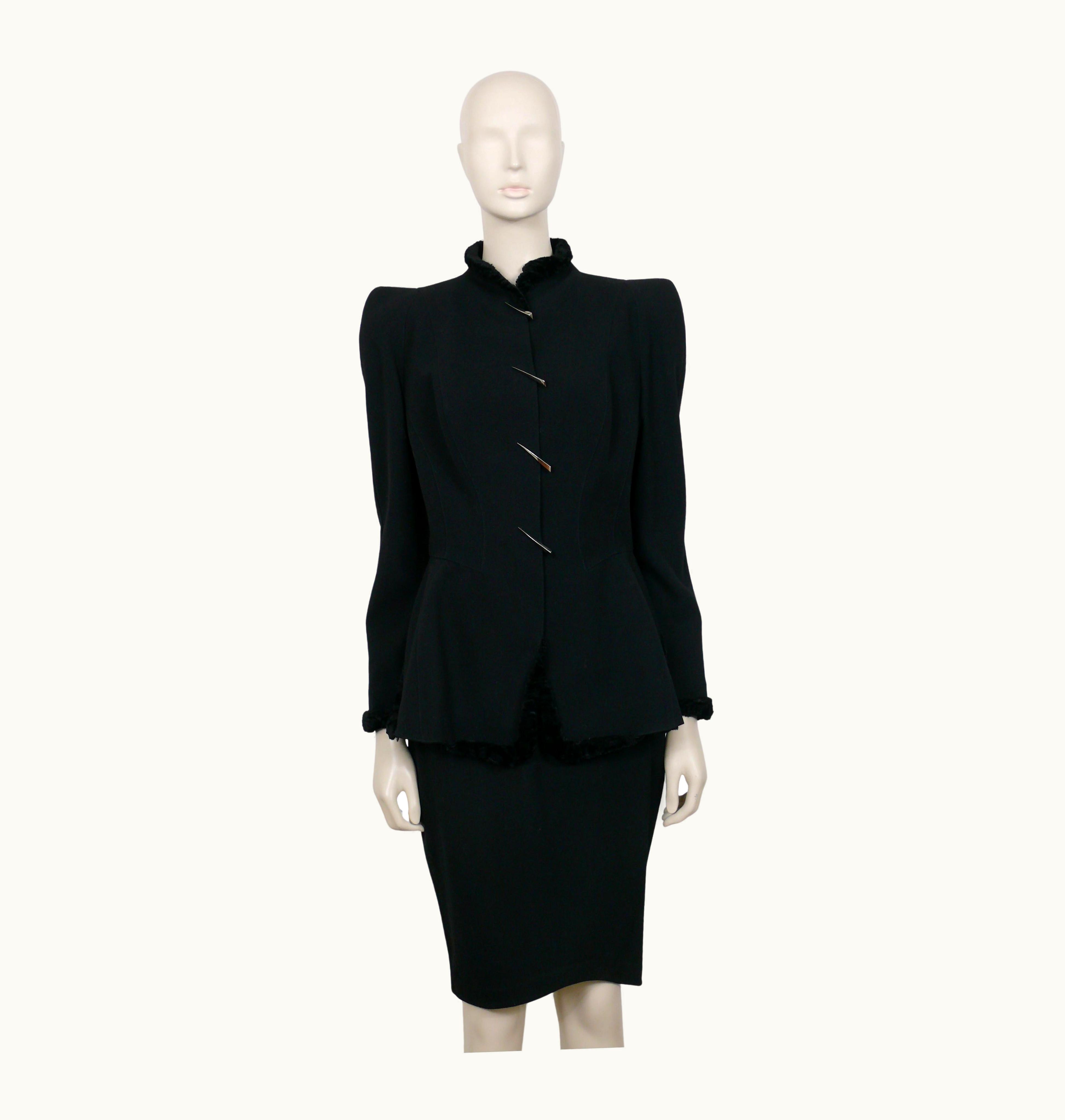 Mugler Thierry Mugler Vintage Black Wool & Claw Ornaments Skirt Suit