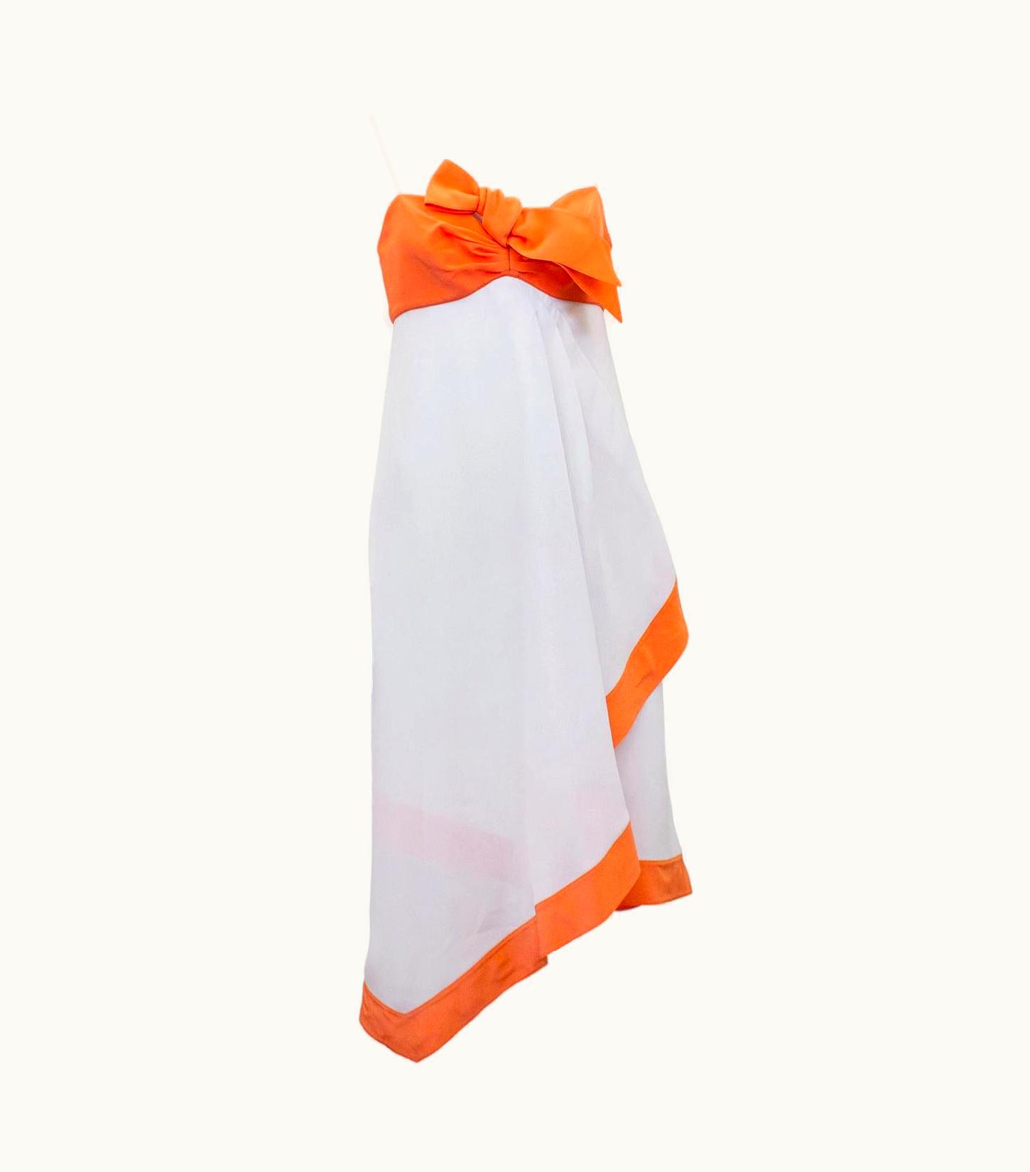 Mugler 1990s Thierry Mugler Orange And White Empire Waist Cocktail Dress