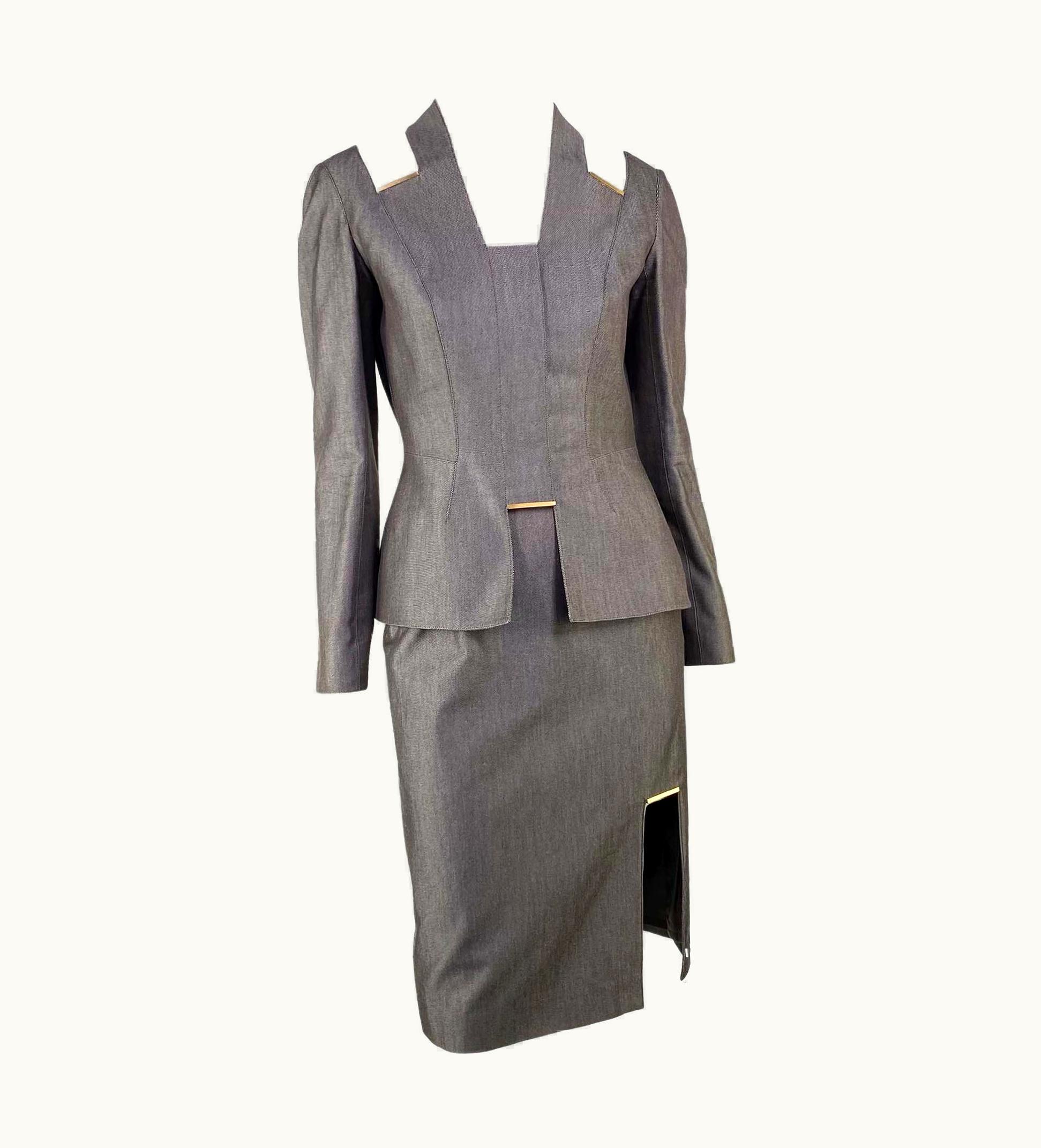 Mugler 1990s Thierry Mugler Couture Cutout Skirt Suit With Metal Accents