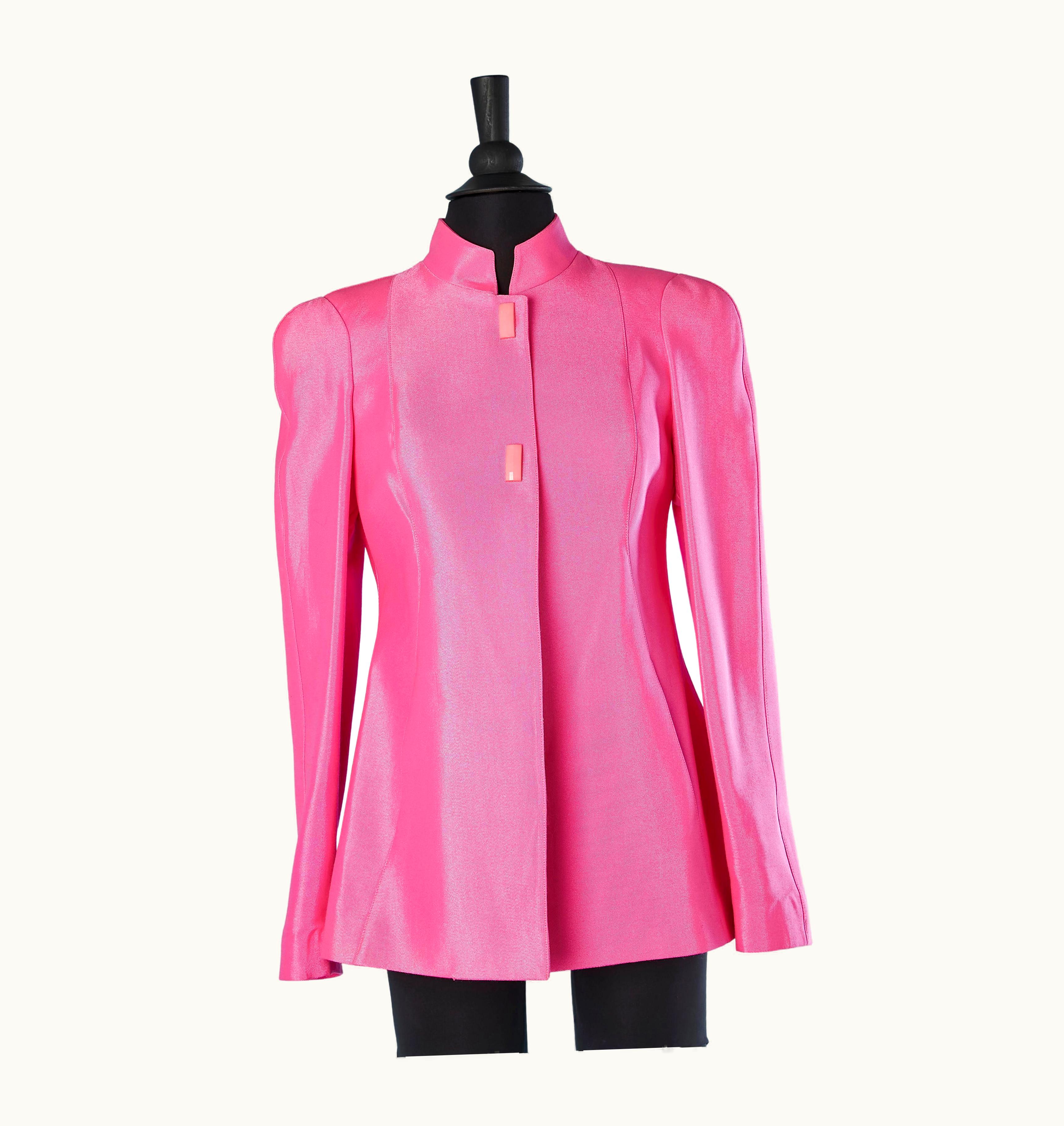 Mugler Pink Wool And Nylon Single Breasted Jacket Thierry Mugler Activ
