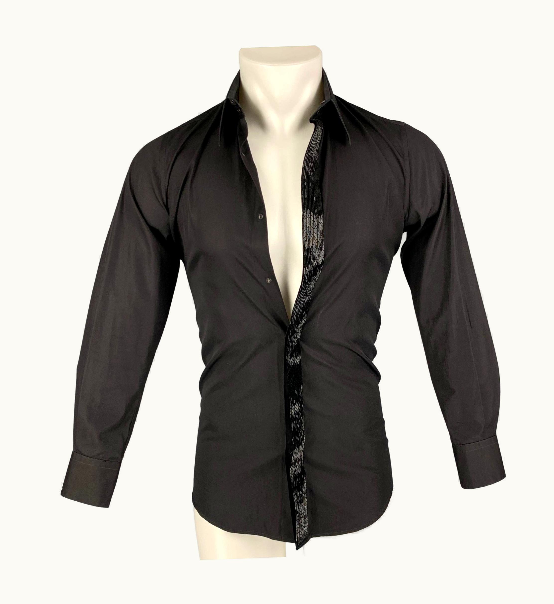 Mugler Thierry Mugler Black Cotton Hidden Placket Long Sleeve Shirt