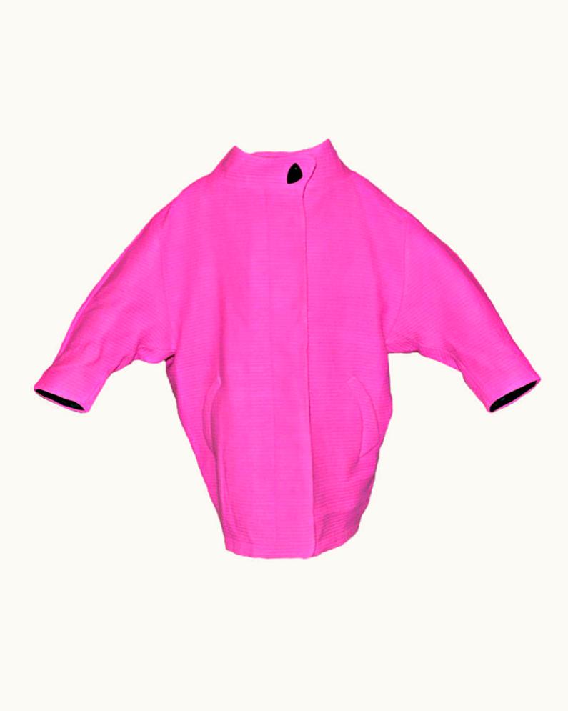 Mugler Rare Iconic Thierry Mugler Signature Avant-Garde Fuchsia Wool With Velvet Coat