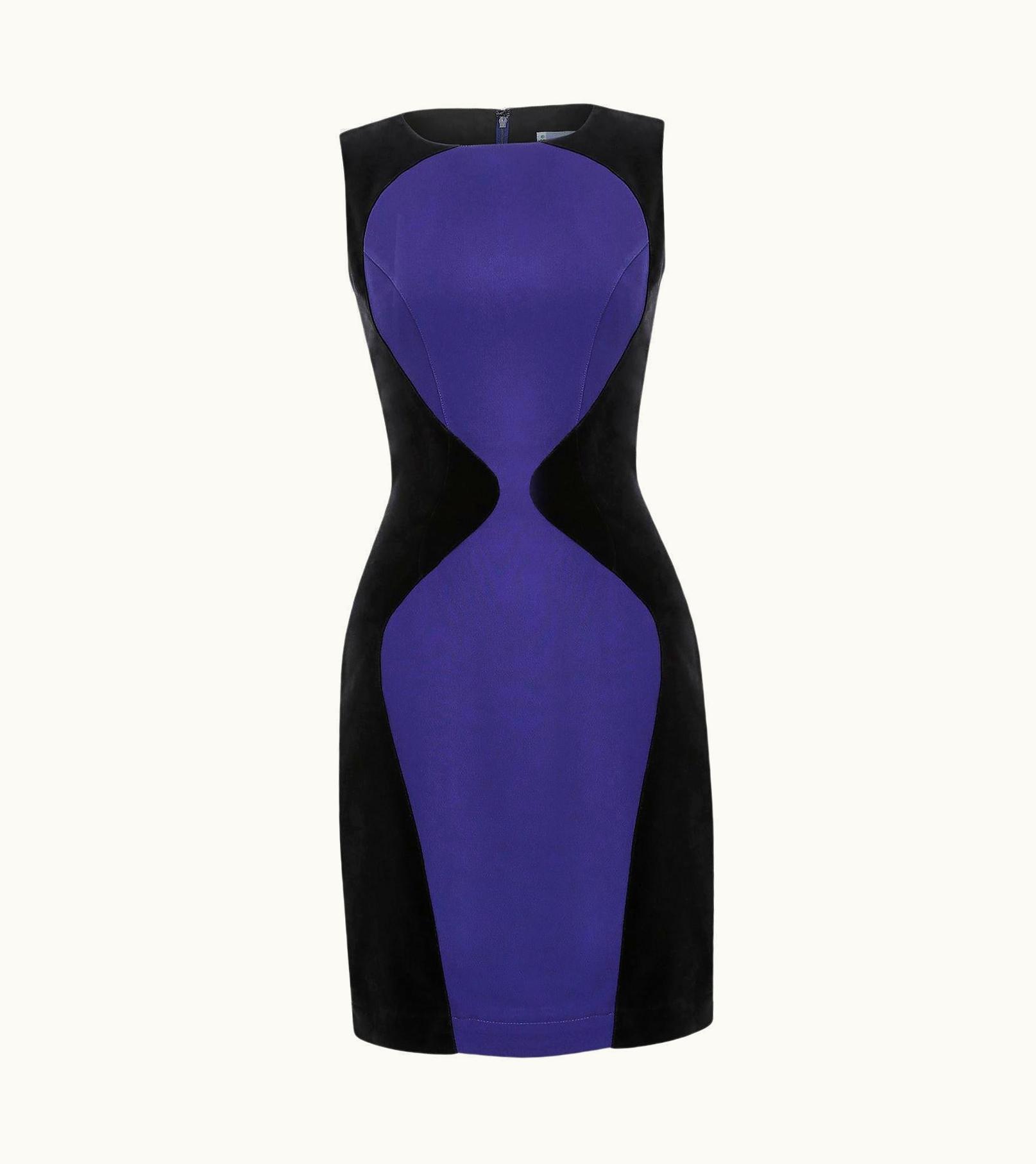 Mugler 1990s Thierry Mugler Indigo And Black Velvet Dress