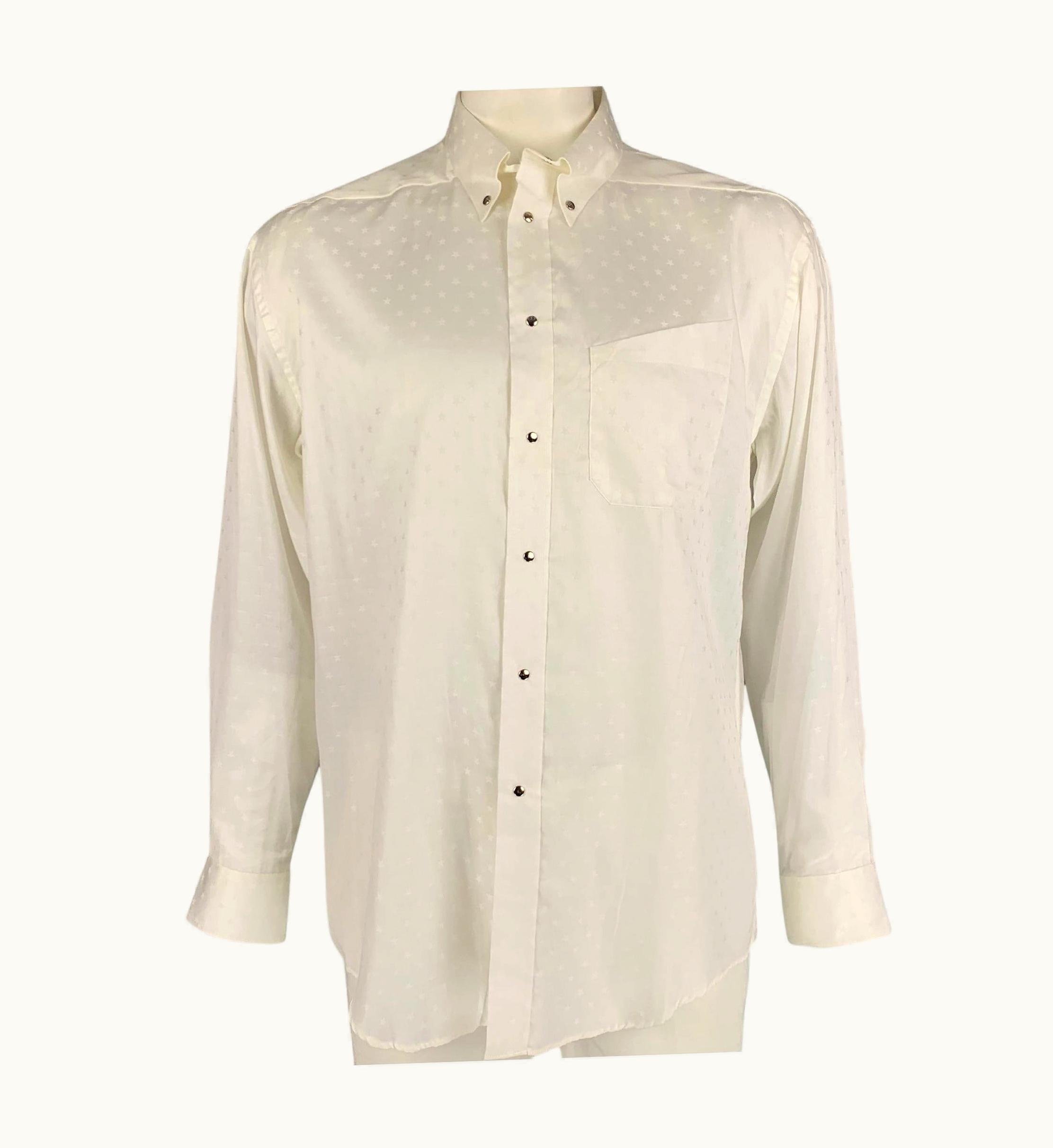 Mugler Vintage Thierry Mugler White Star Print Cotton Long Sleeve Shirt