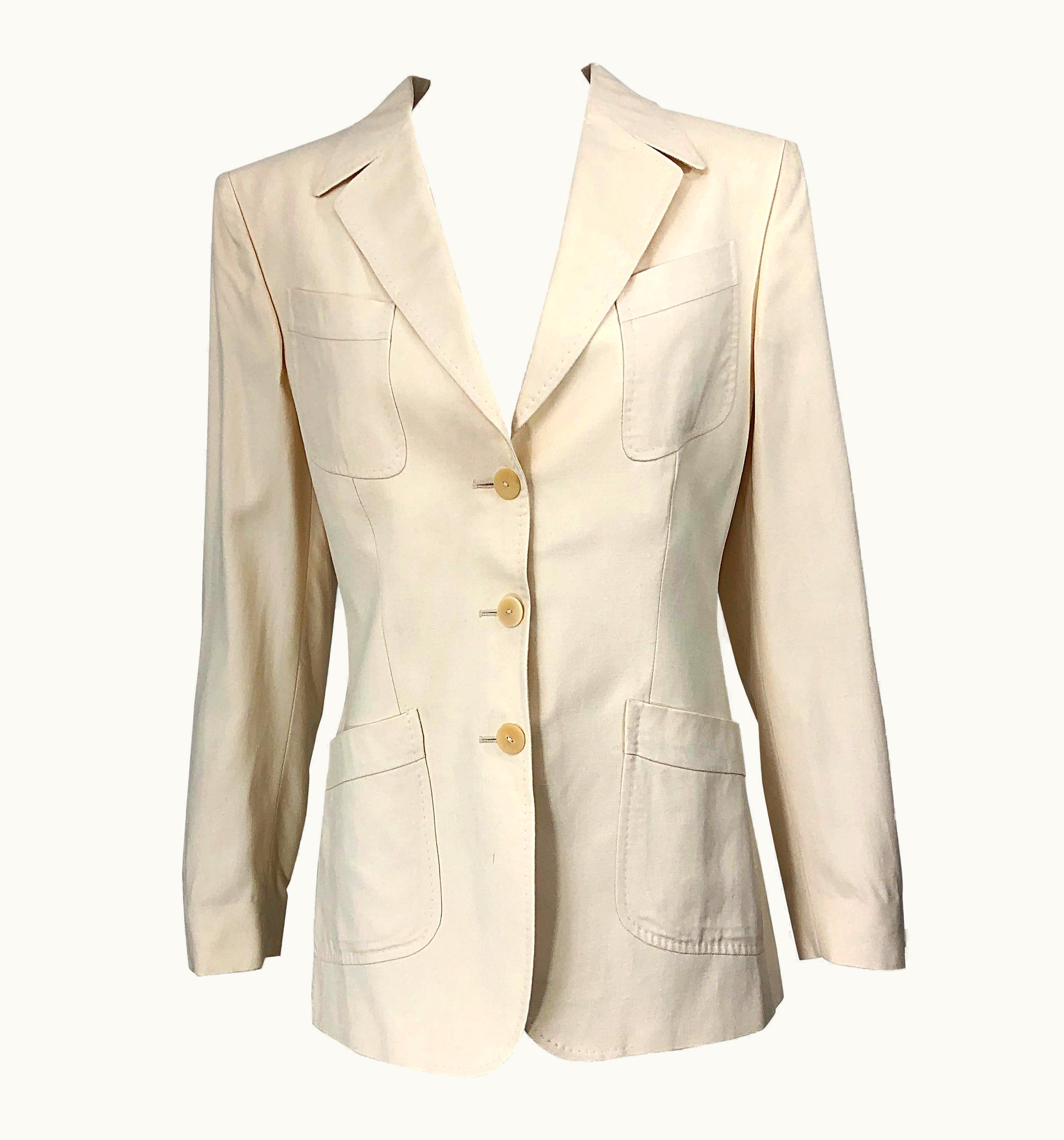 Mugler Vintage Thierry Mugler Couture 1990s S/S Ivory Silk 90s Blazer Jacket