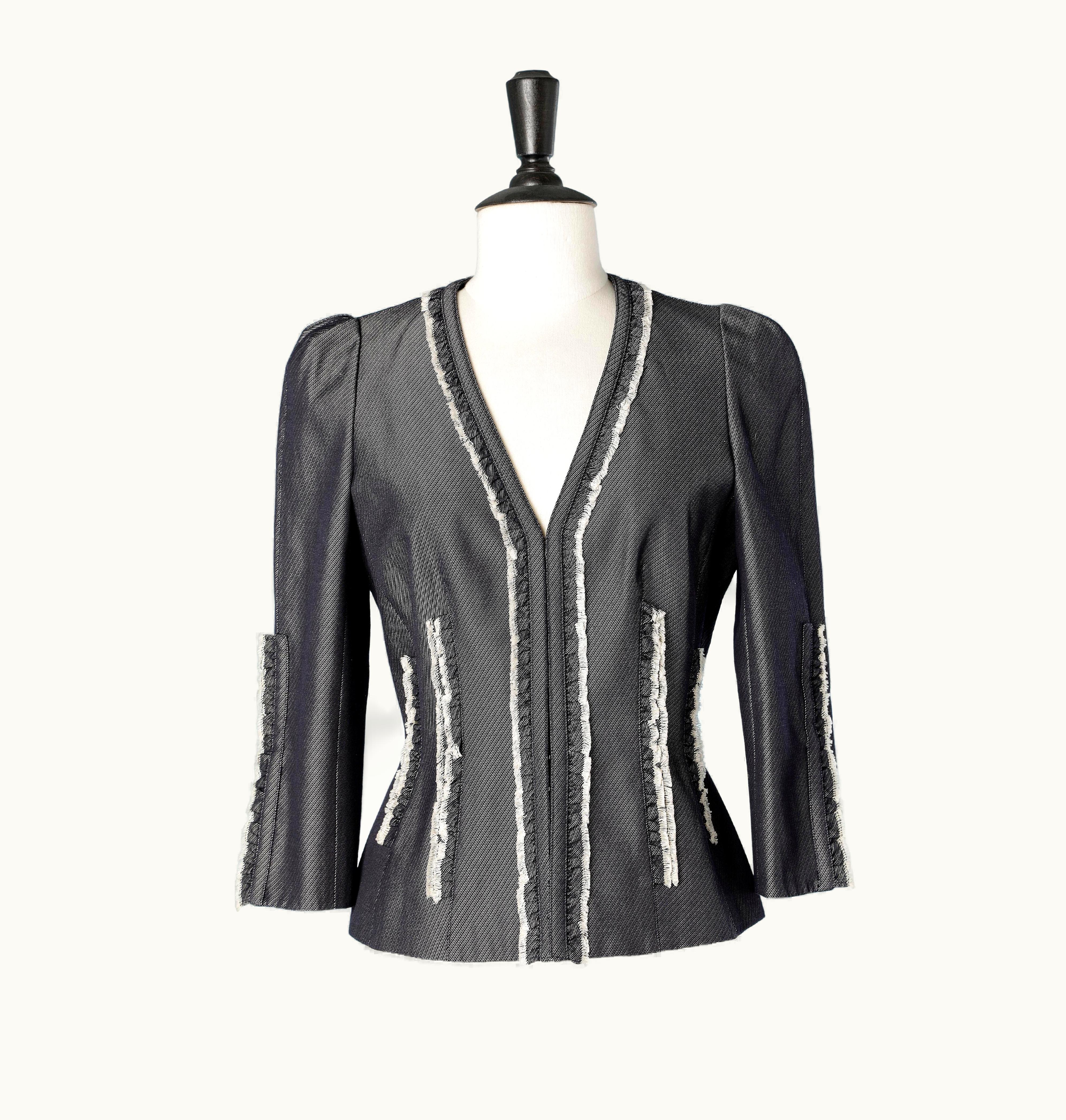 Mugler Edge To Edge Cotton Jacket With Frills And Fringes Edge Thierry Mugler Couture