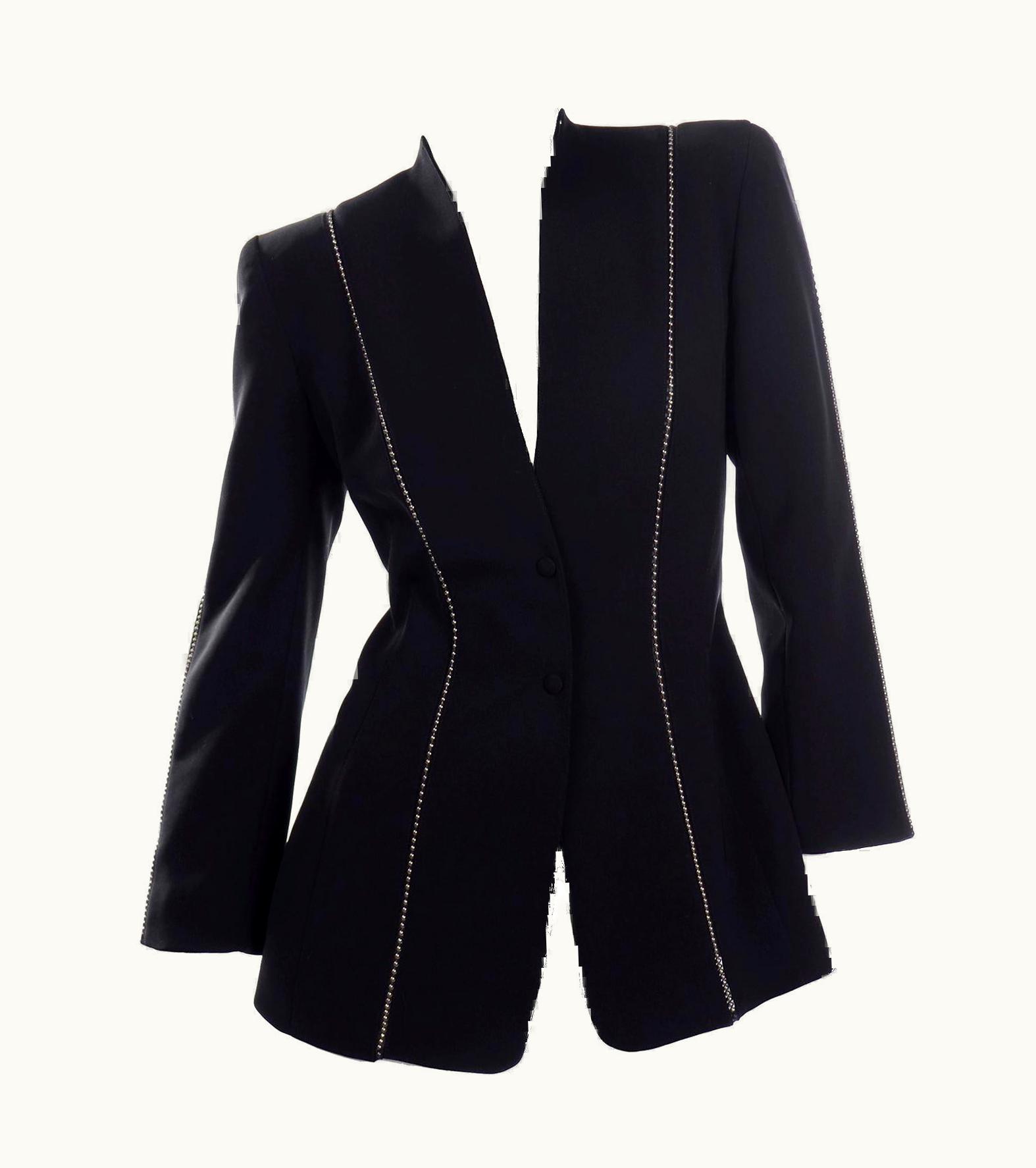 Mugler Vintage Thierry Mugler Paris Vintage Black Blazer Jacket With Ball Chain Detail