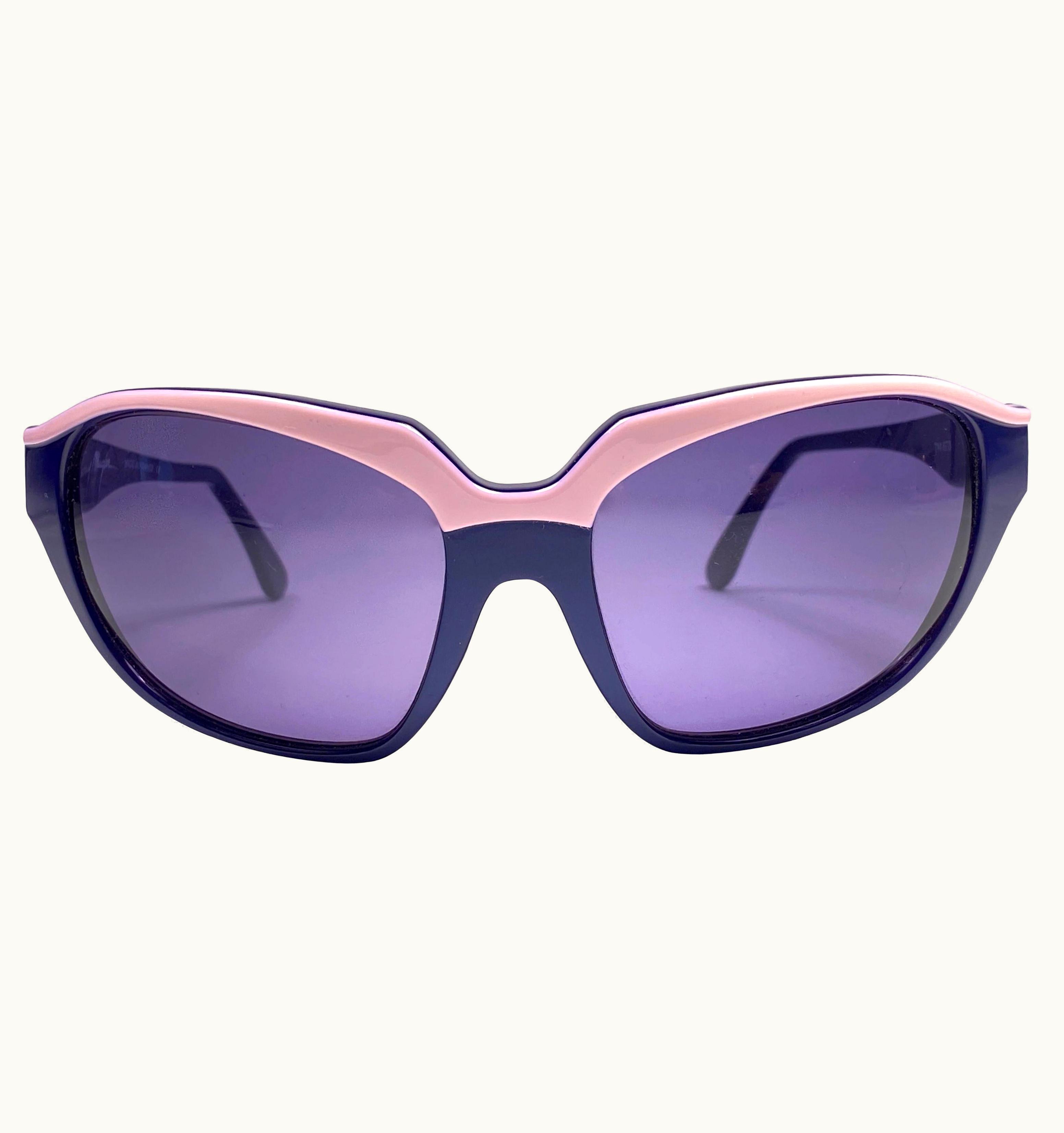 Mugler Vintage Thierry Mugler Purple & Pink Bug Eye Medium Size 1980' Paris Sunglasses
