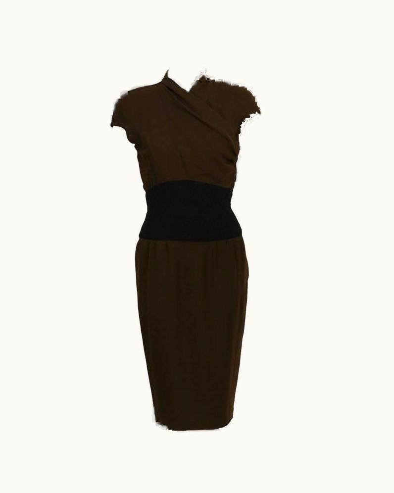 Mugler 1980' Thierry Mugler Brown Dress With Black Waistband