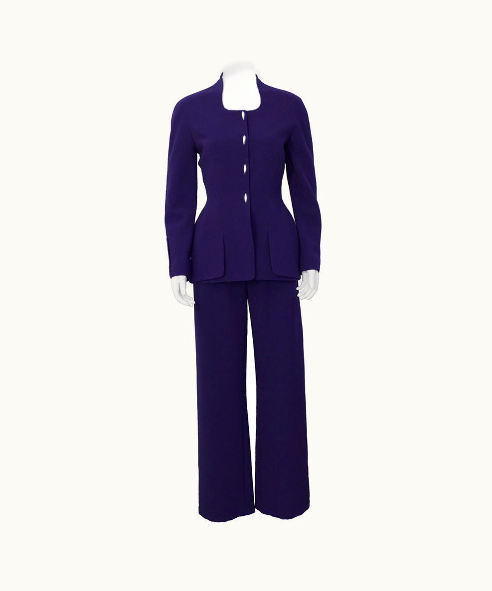Mugler Early 1980' Thierry Mugler Purple Fitted Pant Suit