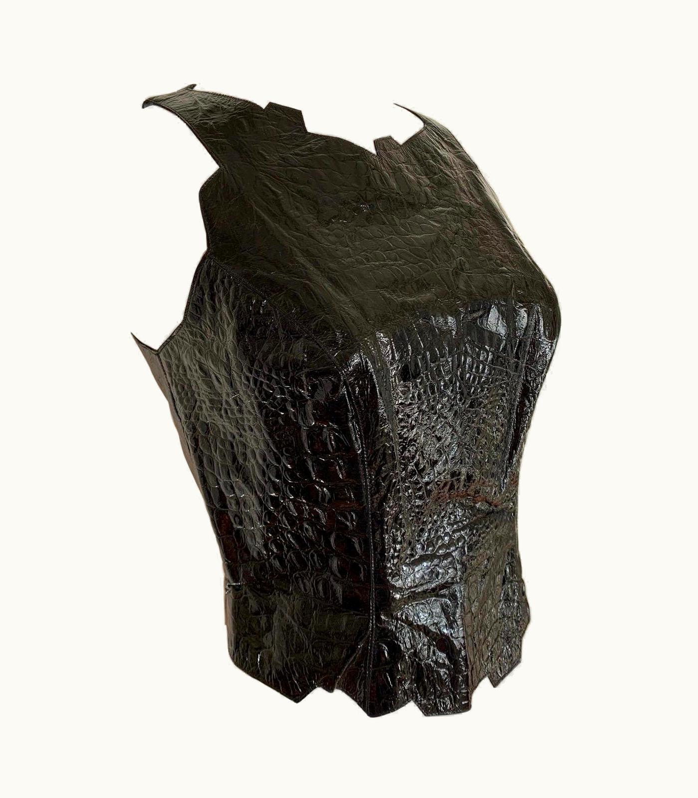 Mugler Vintage Thierry Mugler Black Leather Python Top