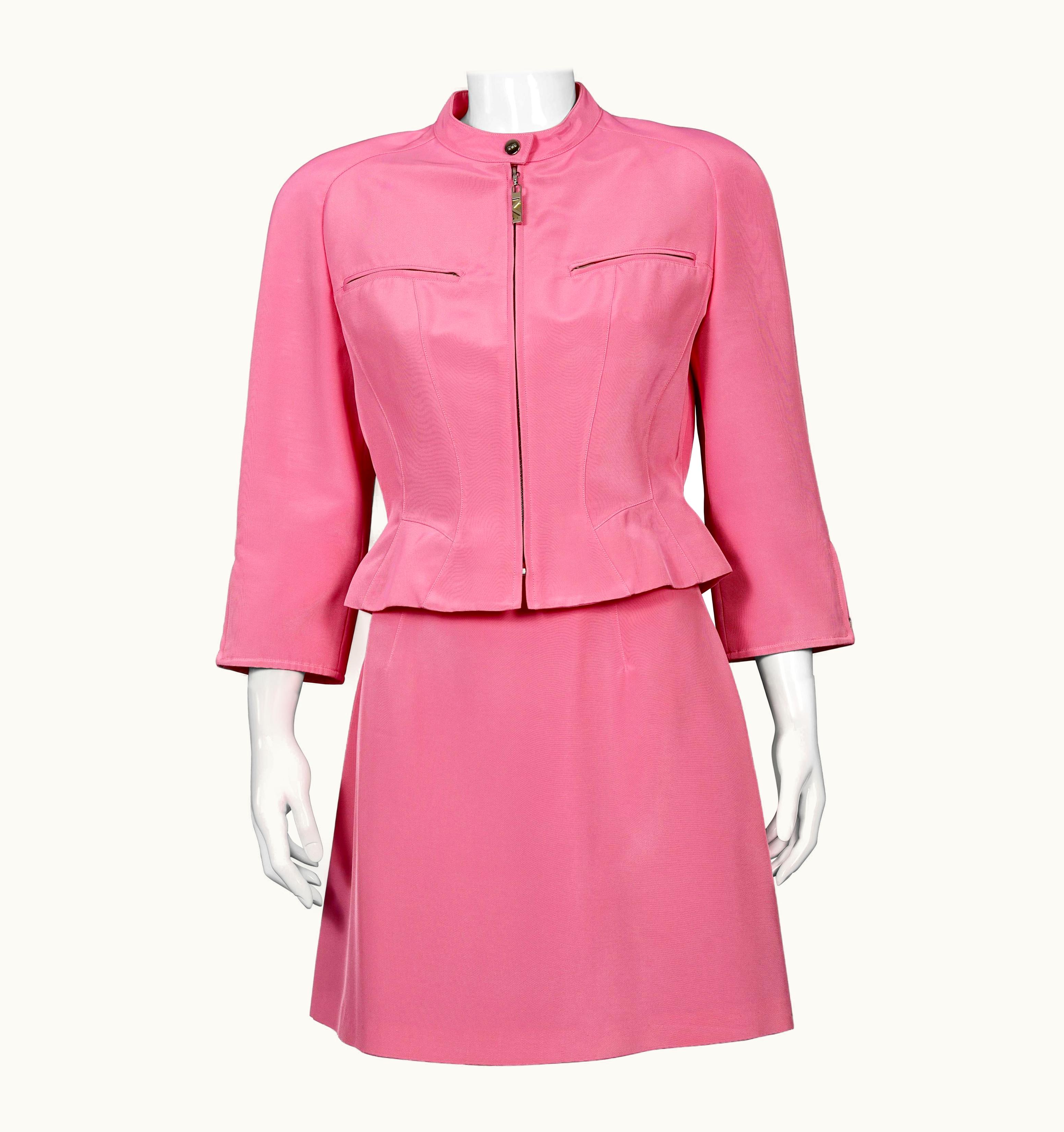 Mugler Vintage Mugler Candy Pink Jacket Skirt Suit