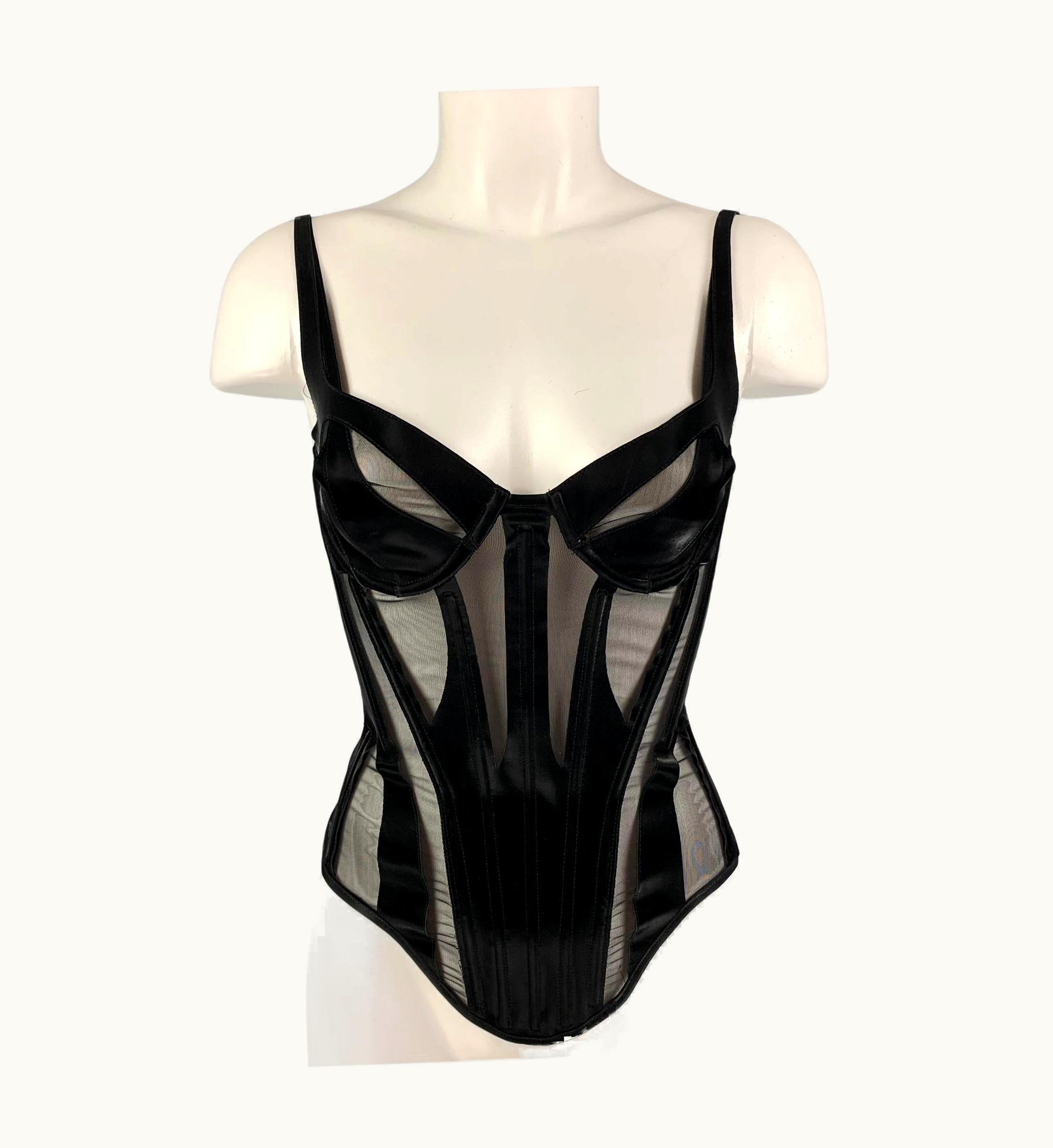 Mugler Mugler Black Polyamide High Tech Cut-Out Illusion Panel Corset Top