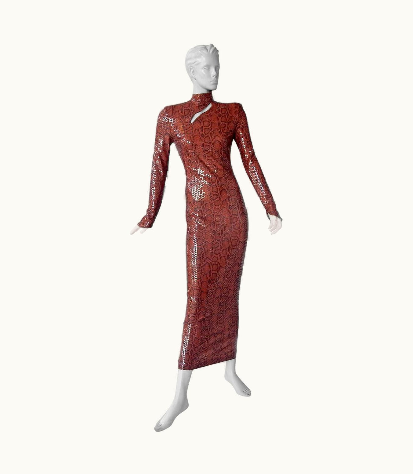 Mugler Thierry Mugler 1983 Python Beaded Body Hugging Dress Wow UZ0604650