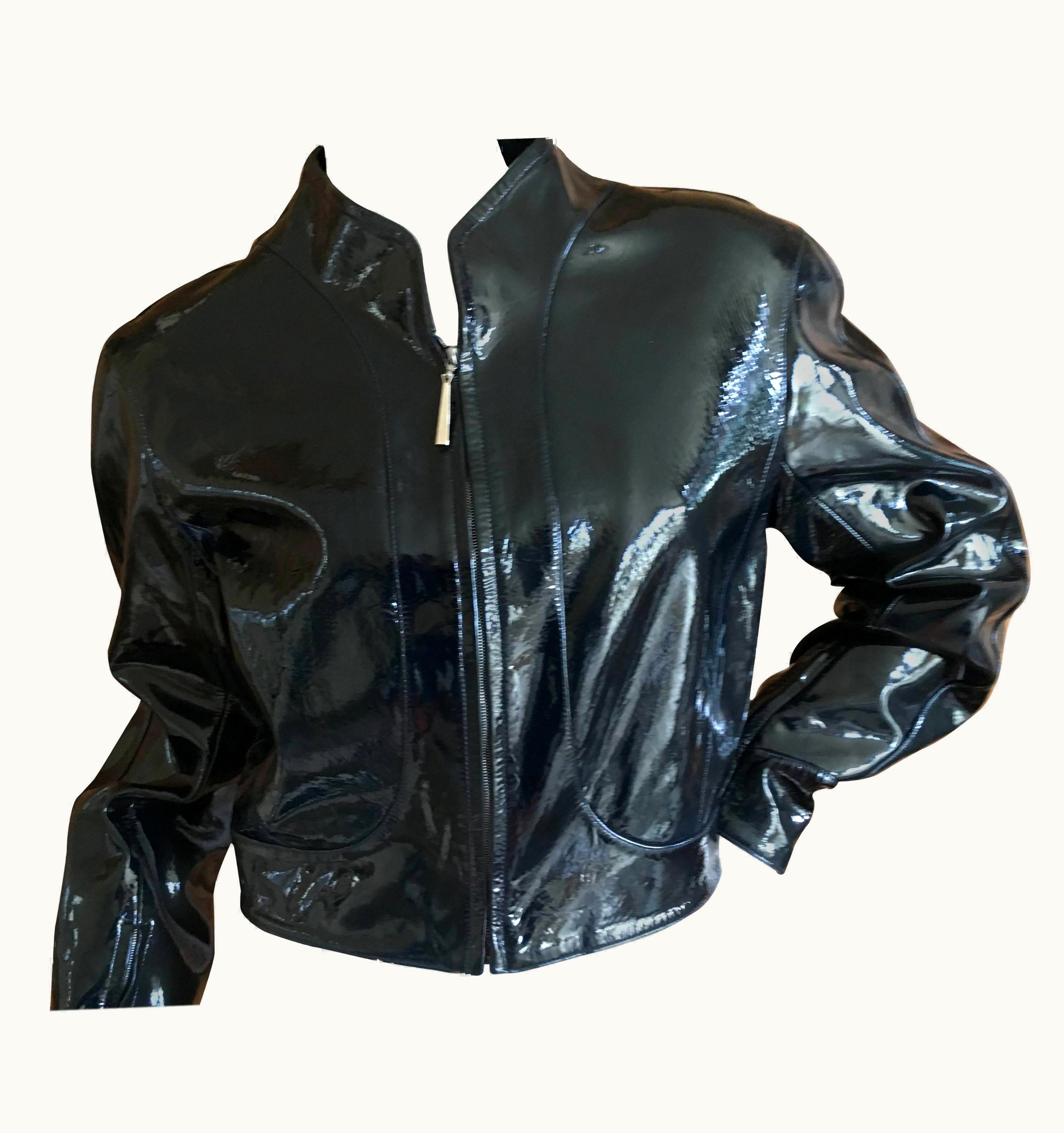 Mugler Thierry Mugler Couture 1980' Patent Leather Cropped Jacket