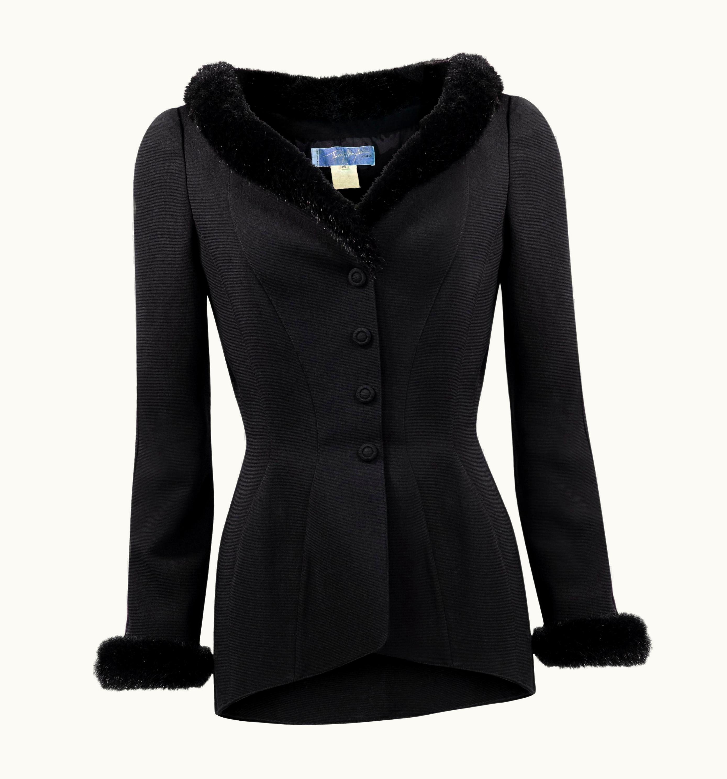Mugler Thierry Mugler 1990s Hourglass Blazer With Faux Fur Trim