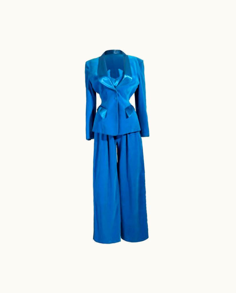 Mugler AW 1992 Thierry Mugler Deep Blue 3-Piece Pant Set