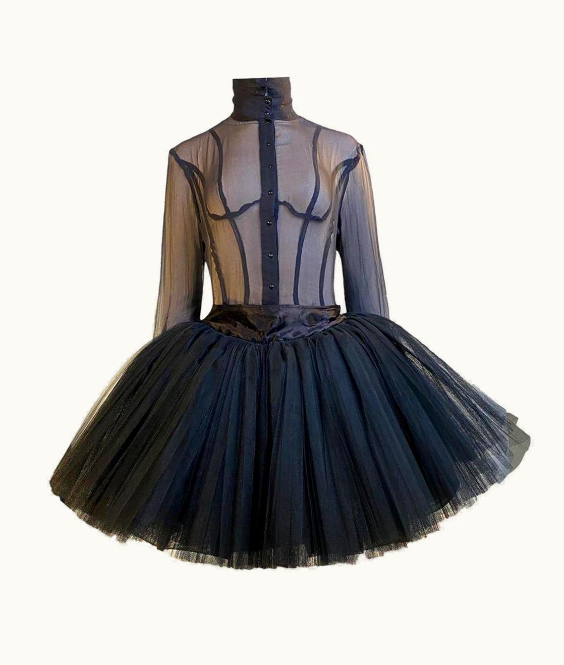 Mugler Thierry Mugler Vintage Sheer Blouse And Tulle Skirt Fall 1992 fr