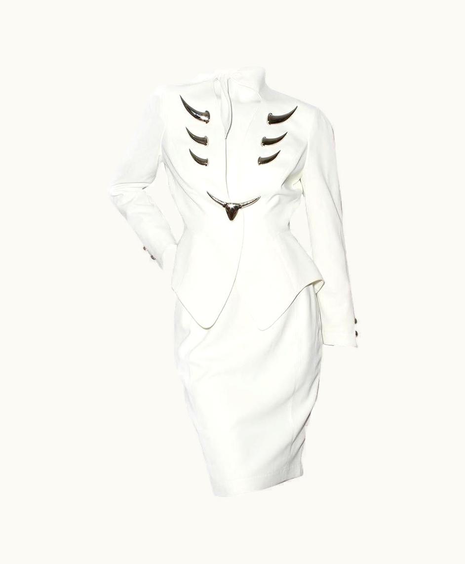 Mugler Thierry Mugler Silver Horn Skirt Suit S/S 1992