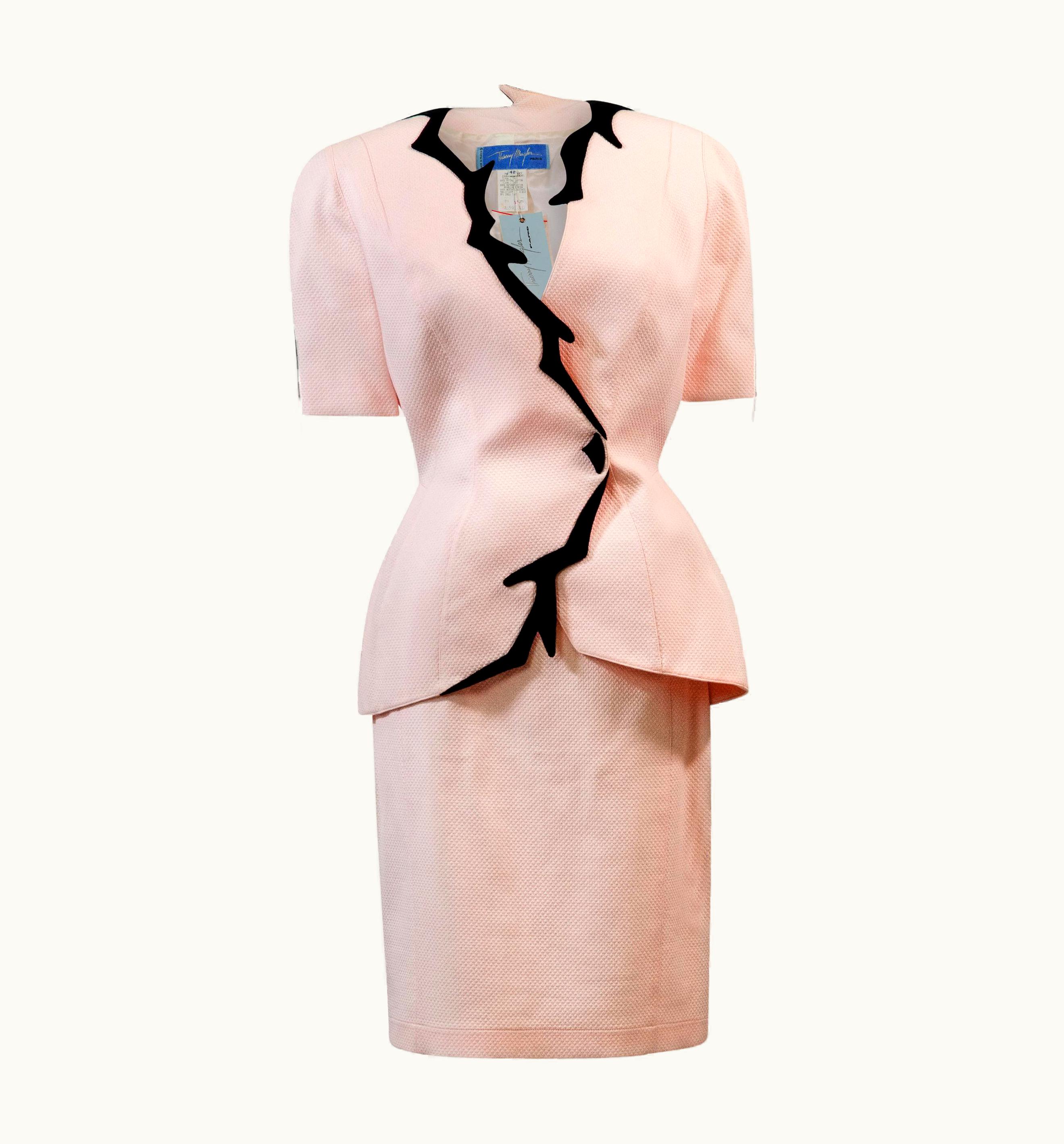 Mugler Thierry Mugler Vintage S/S 1998 Iconic Pink Cotton Suit S/S Helmut Newton S/S New!